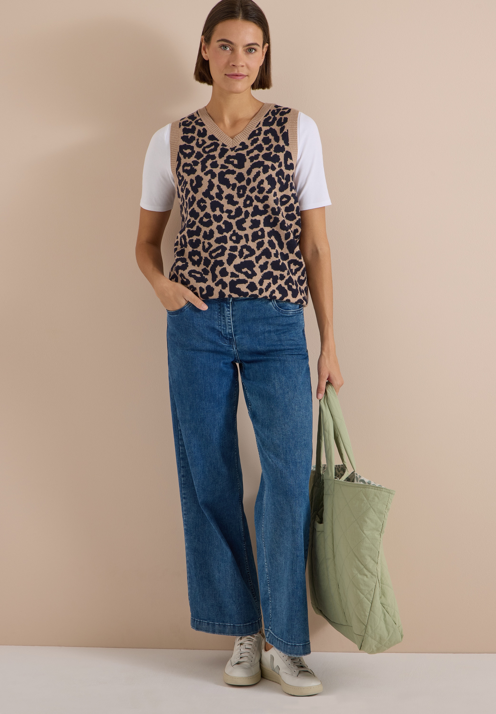 Cecil Pullunder Sommer-Weste mit V-Neck und Leo-Muster