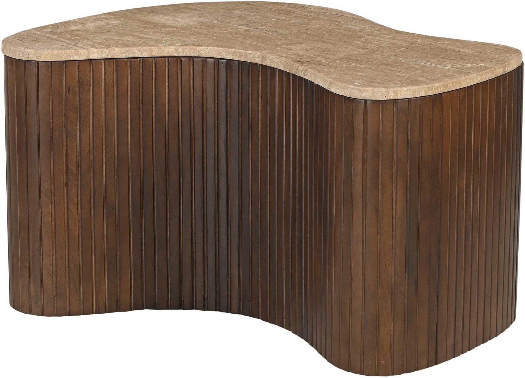SIT Tableau TV »Dallas aus Mango massiv mit Lamellenfront & 2 offenen Fächern« 1 cuis tlg. 2 en 1 en tant que meuble TV ou table basse avec façade à lattes