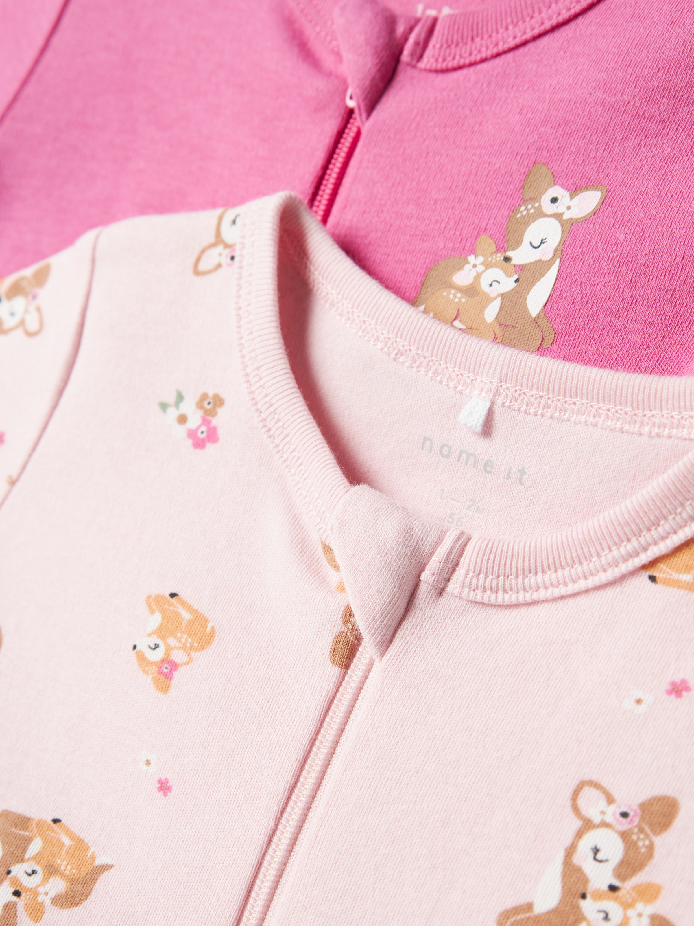 Name It Schlafanzug »NBFNIGHTSUIT 2P ZIP FF ROSE DEER NOOS« Packung, 2 tlg.