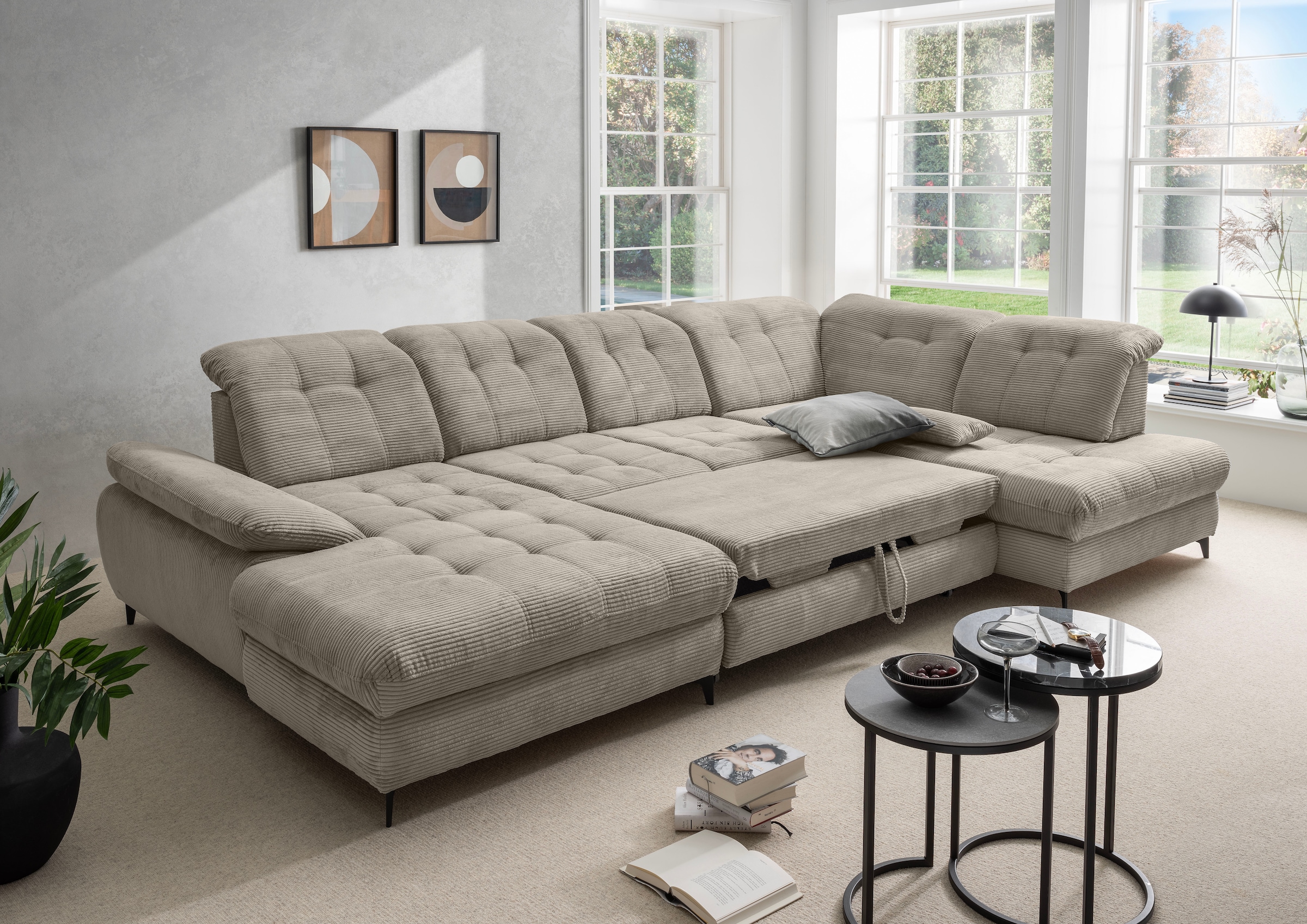 Home affaire Ecksofa »Lazio modern & bequem,  Breite 358cm, U-Form, tolle Detailverarbeitung« inkl. Bettkasten, Bettfunktion, Kopfteil-, Sitztiefenverstellung