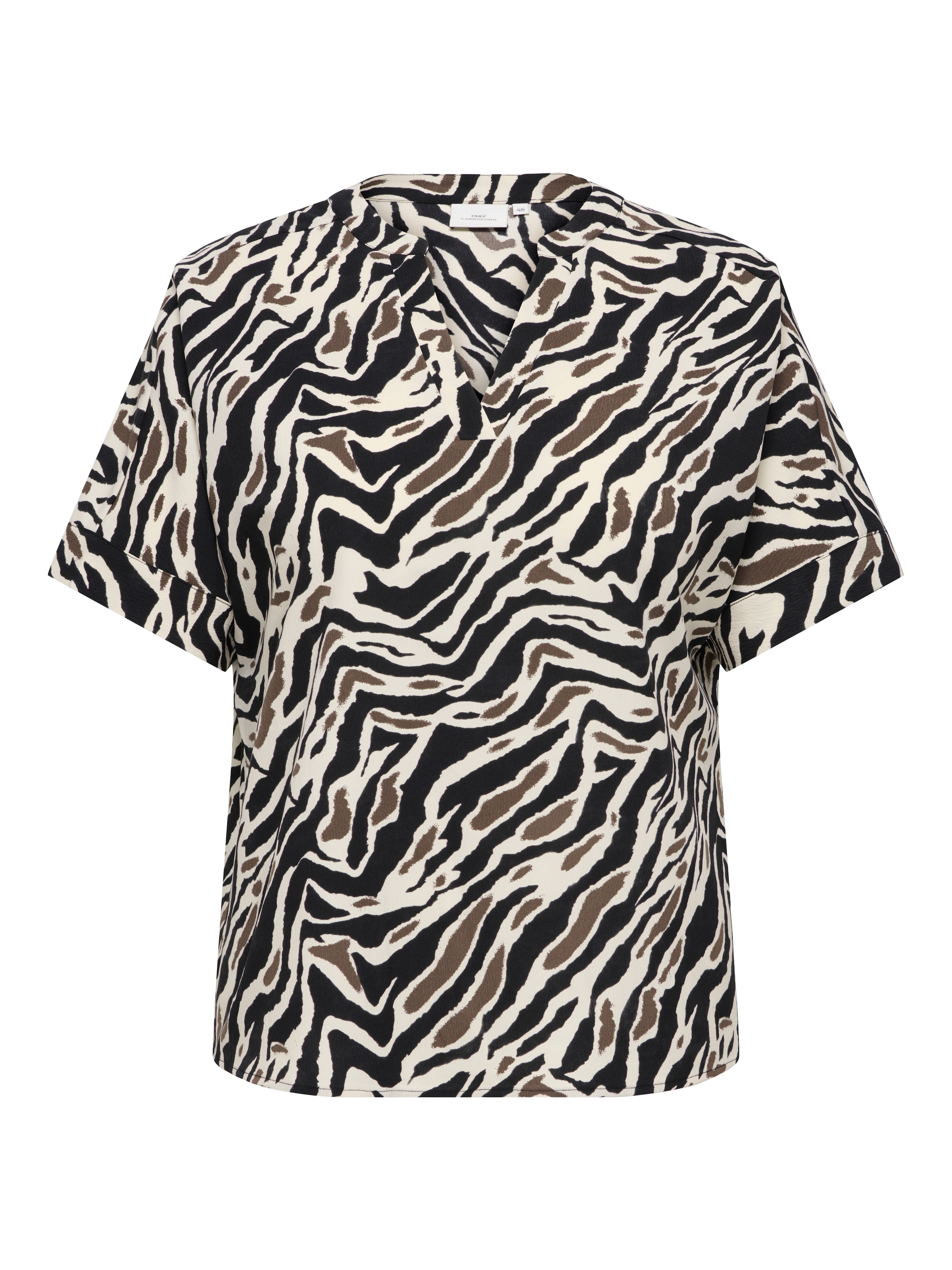 ONLY CARMAKOMA T-shirt en V »CARELITE S/S V-NECK FOLD-UP TOP AOP«