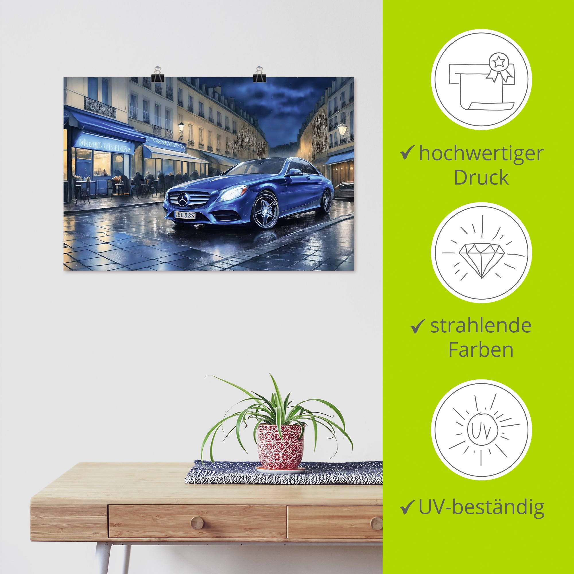 Artland Wandbild »Mit dem Mercedes nach Paris« 1 Stk. tlg. als Alubild, Leinwandbild, Poster, Wandaufkleber in verschied. Grössen