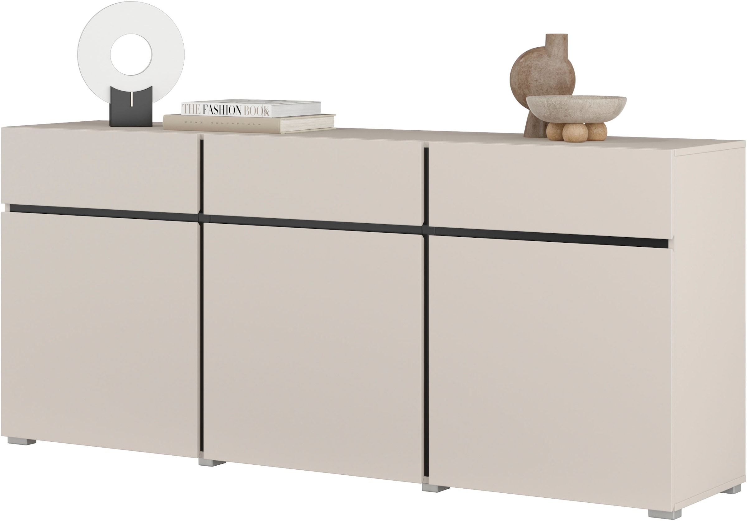 GOODproduct Sideboard »Cross,Breite 180 cm, moderne grifflose Kommode,3 Türen/3 Schubkästen« Schubladenschrank mit viel Stauraum, Einlegeböden verstellbar