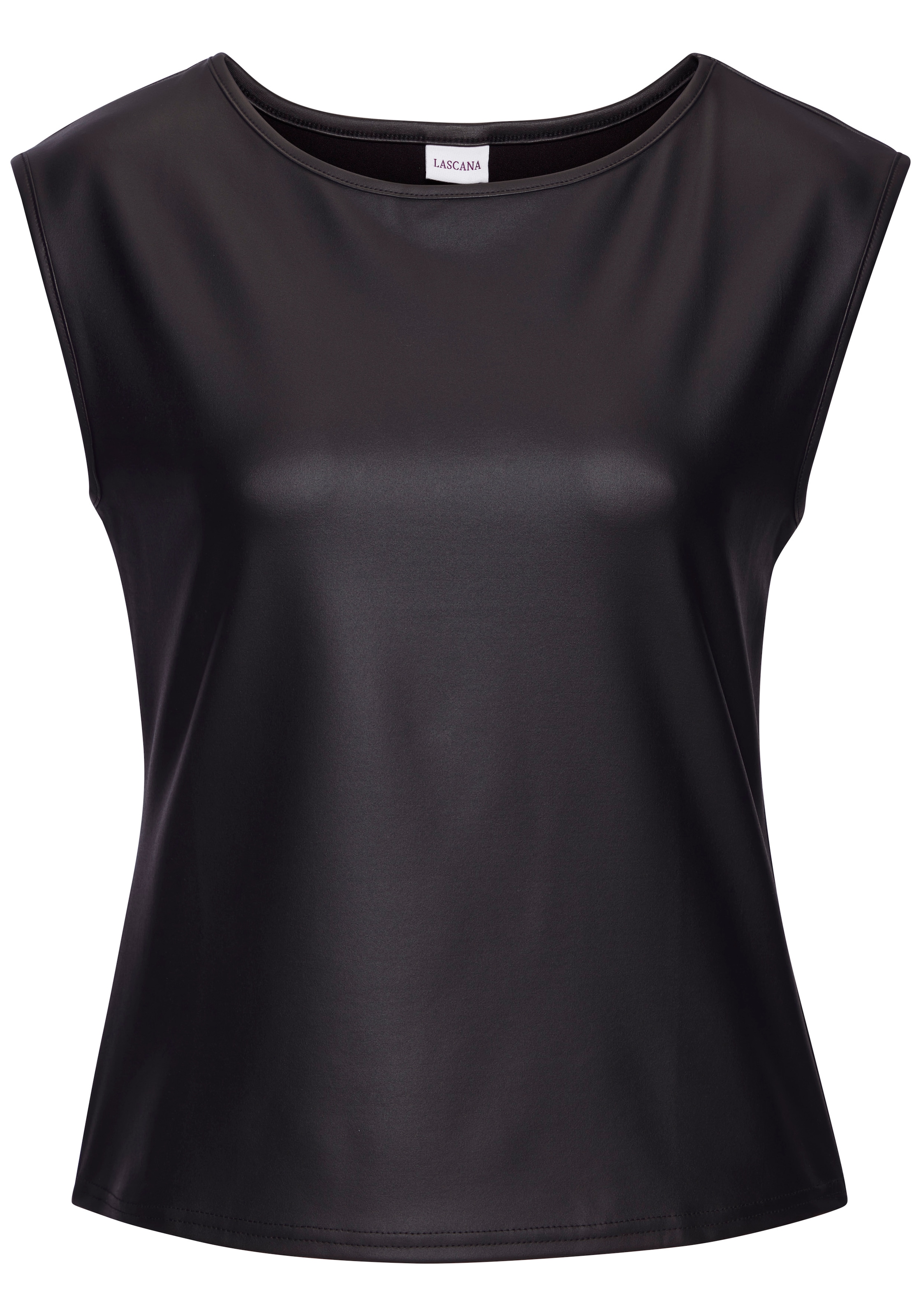 LASCANA Shirt à col rond en simili cuir, top de fête