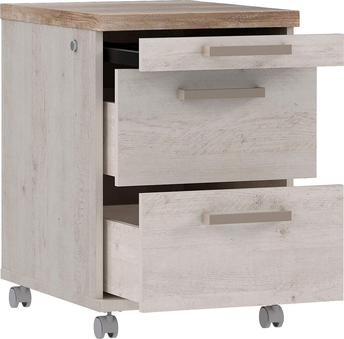 FORTE Rollcontainer »Duro« Rollwagen mit Schubladen, abschliessbar, im Landhausstil