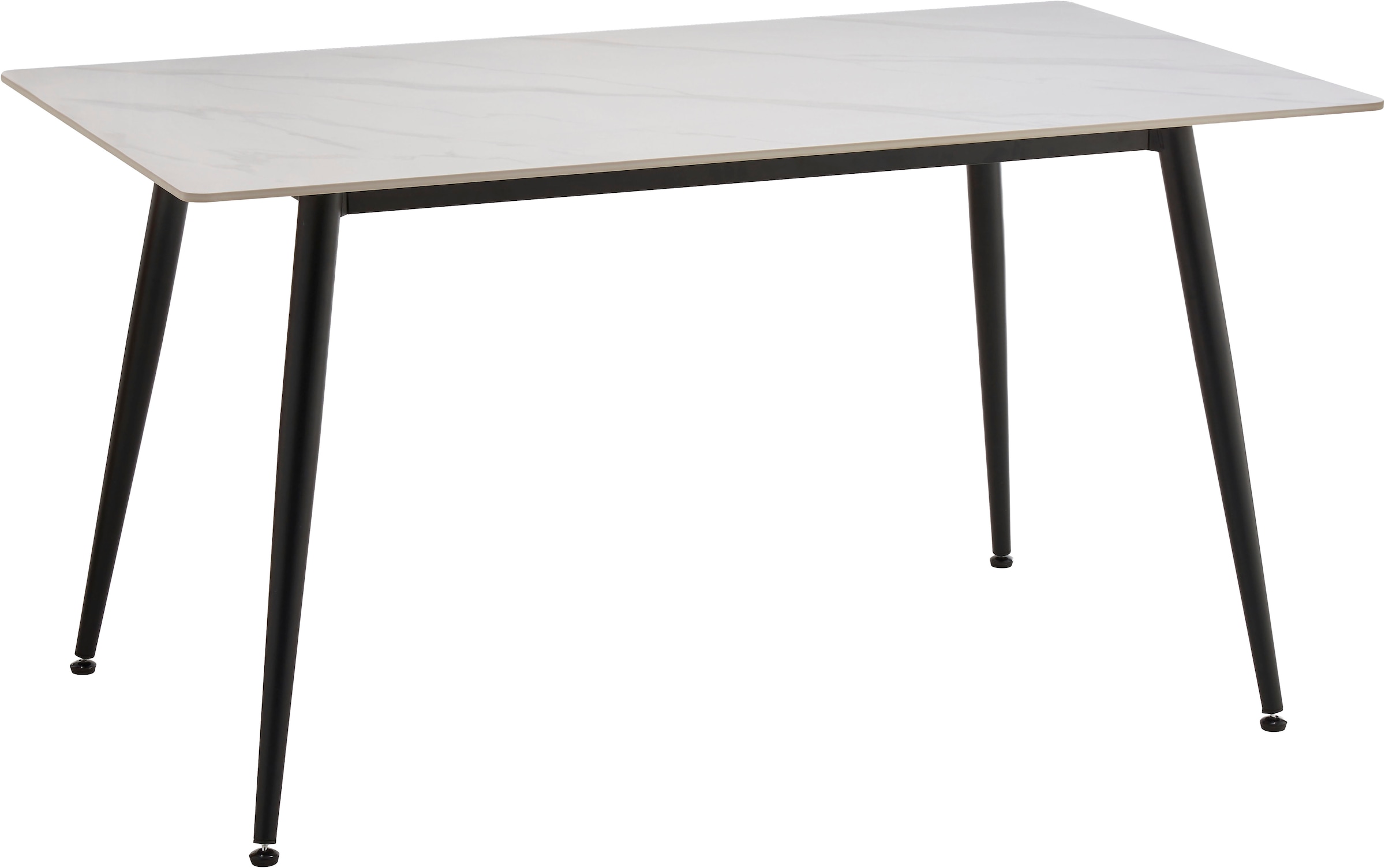 GOODproduct Ensemble de salle à manger »Juniper« Ensemble, 5 tlg. Table 140x80 cm en imitation céramique sinterisée avec 4 chaises, pivotante à 360°