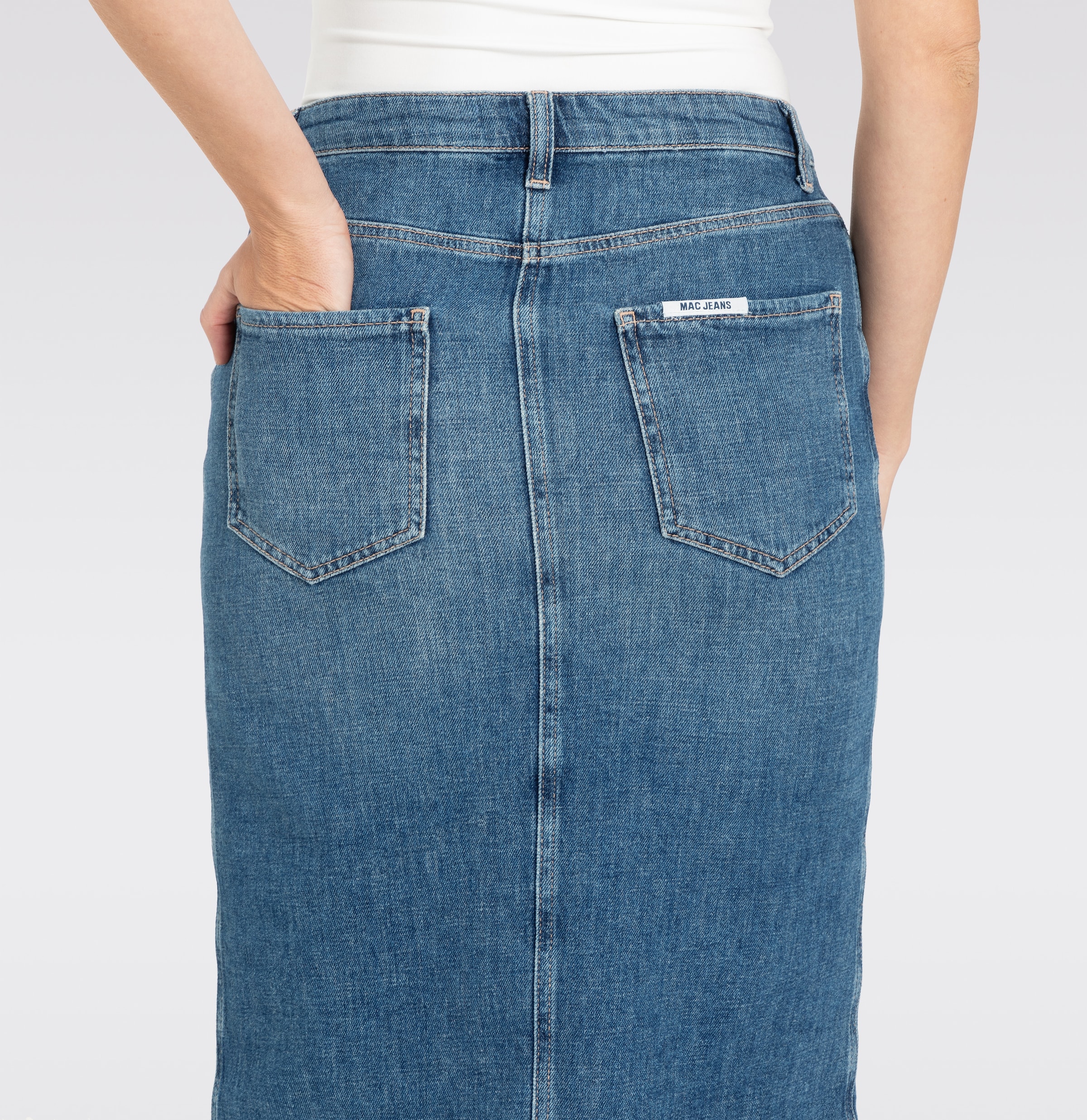 MAC Jupe midi »MIDI SKIRT fringe« im Five-Pocket Style