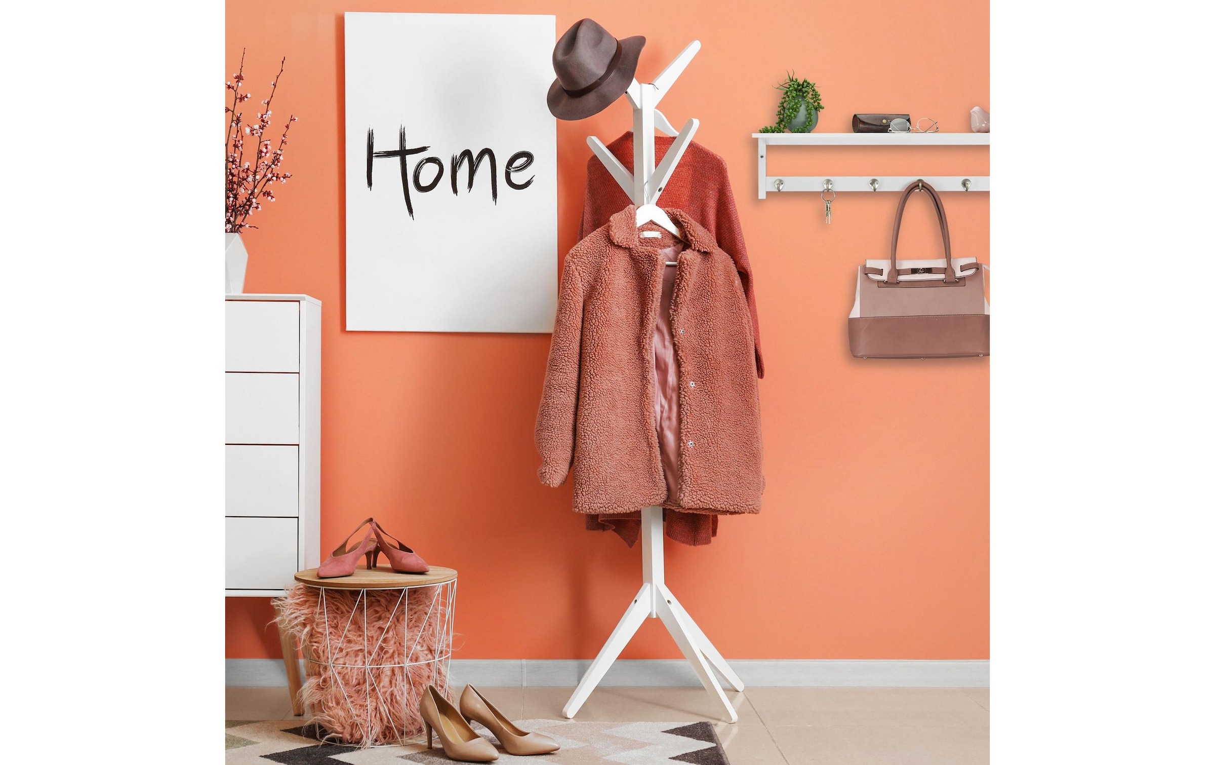 relaxdays Barre de penderie »Garderobenleiste mit Abla«