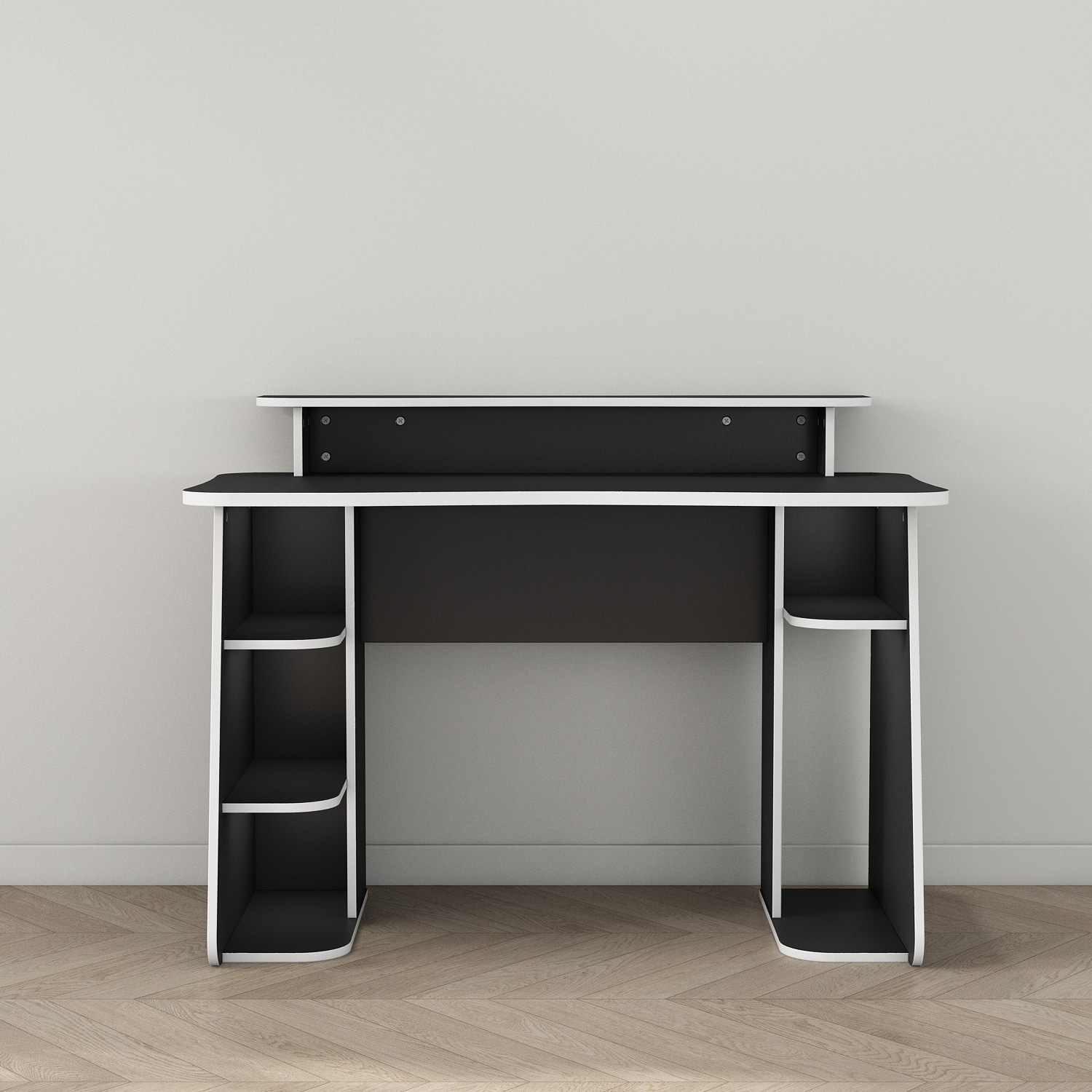 GOODproduct Gamingtisch »GAME, Computertisch, Schreibtisch, Towerfach, Monitoraufsatz,« ergonomisch geschwungene Tischplatte, Breite 120 oder 150 cm