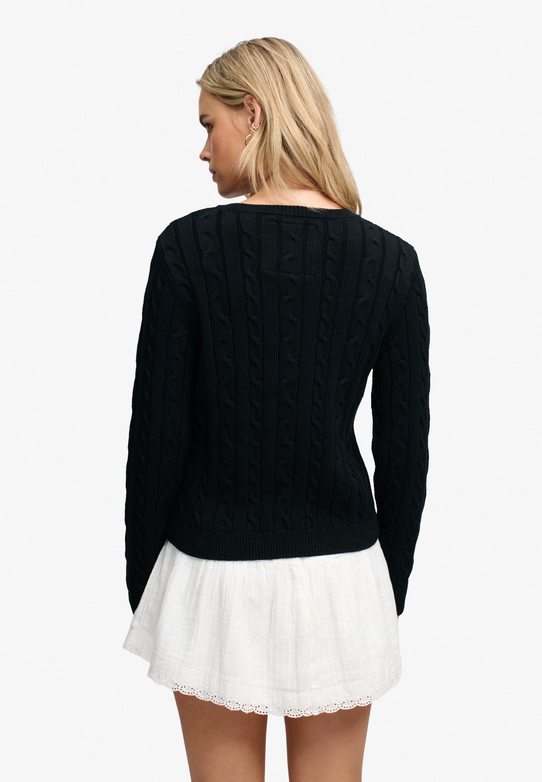 Superdry Pull en tricot »ESSENTIALS SD&CO CABLE JUMPER« fibre synthétique, coupe décontractée