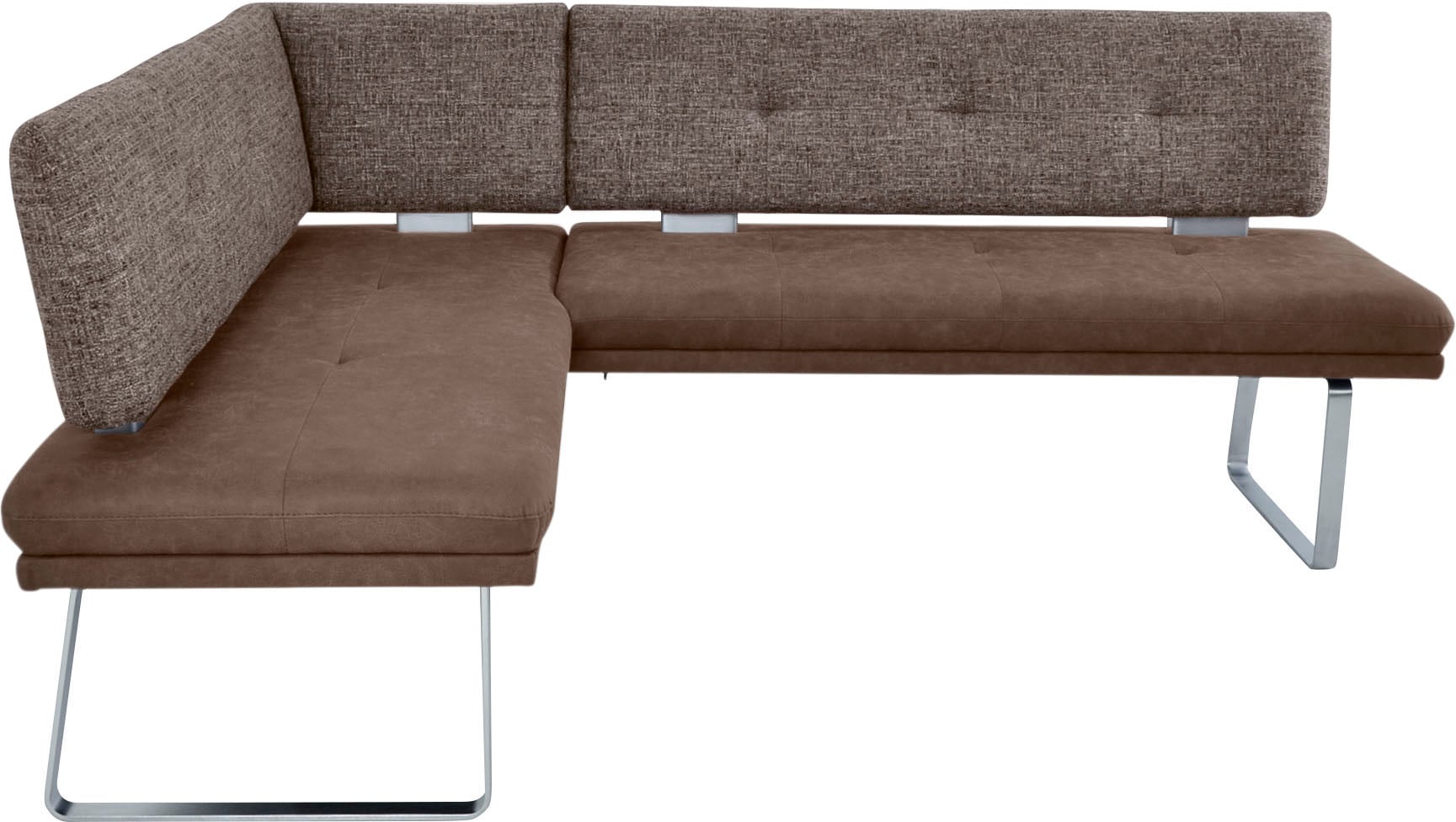 K+W Komfort & Wohnen Banc d'angle »Giacomo II Esszimmerbank« patin en acier plat laqué couleur inox, dossier et assise matelassés