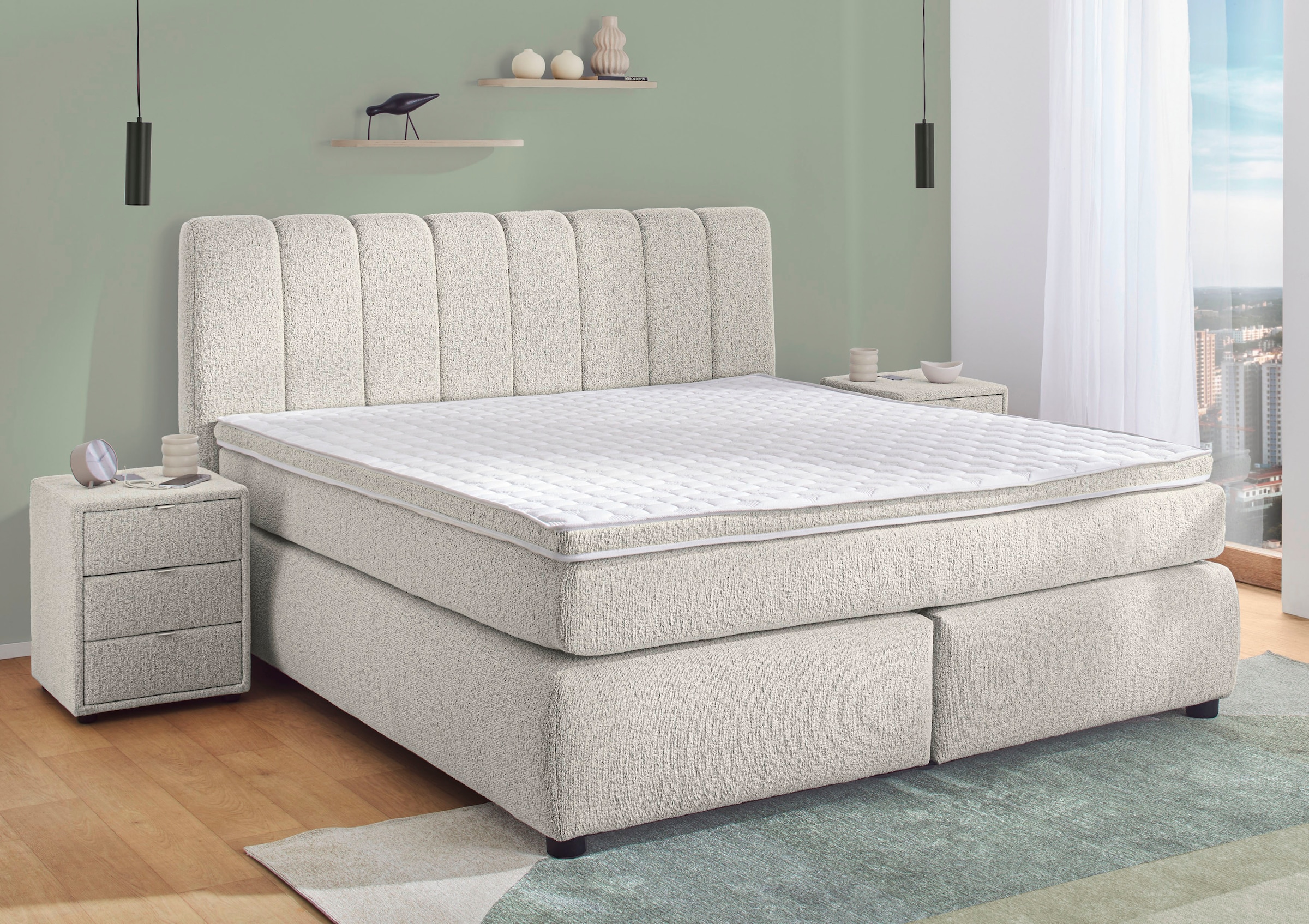 Jockenhöfer Gruppe Lit boxspring »Tilda, wahlweise mit oder ohne Bettkasten« incluant matelas TTFK 7 zones, surmatelas en mousse froide, 180x200cm