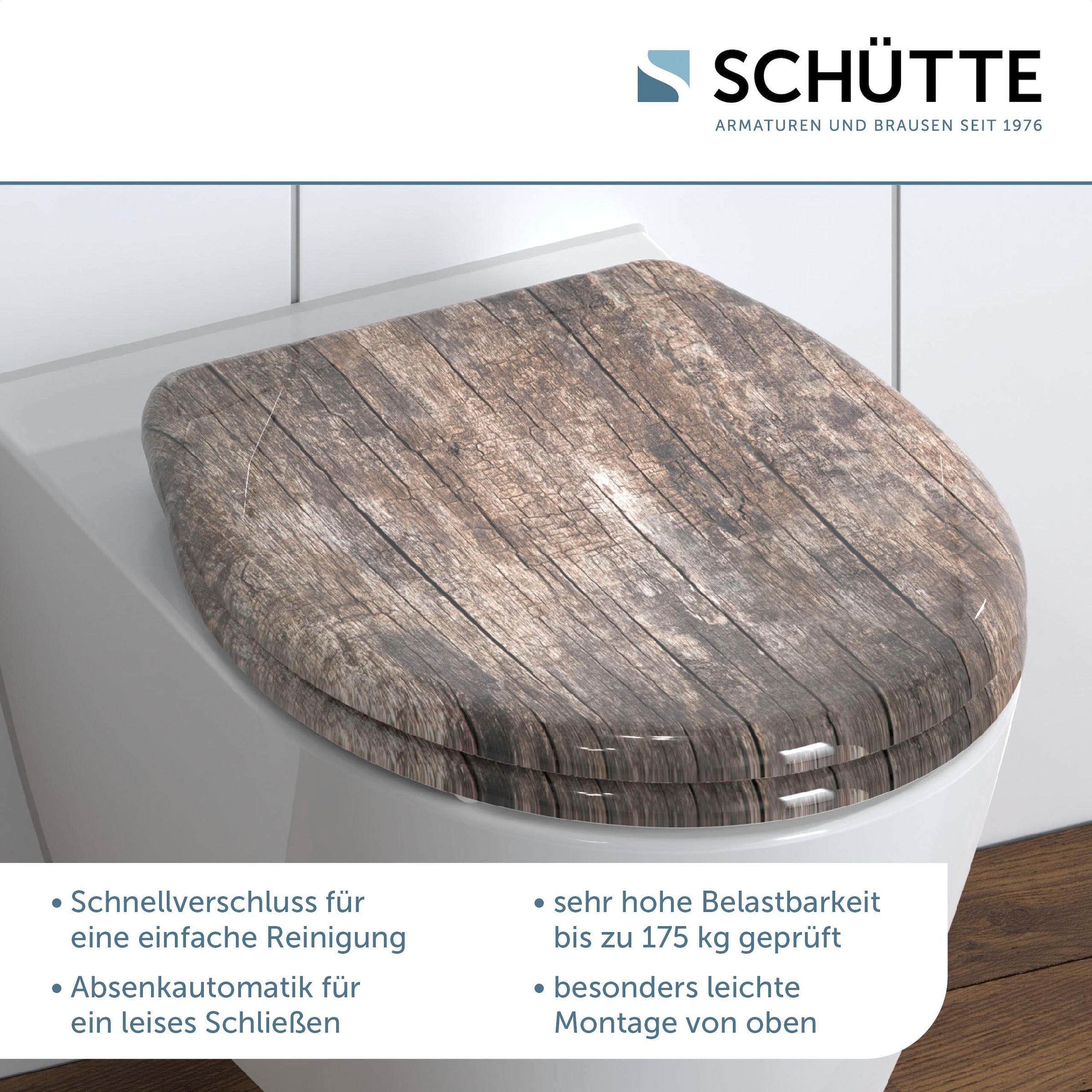Schütte WC-Sitz »Old Wood« Duroplast, mit Absenkautomatik und Schnellverschluss