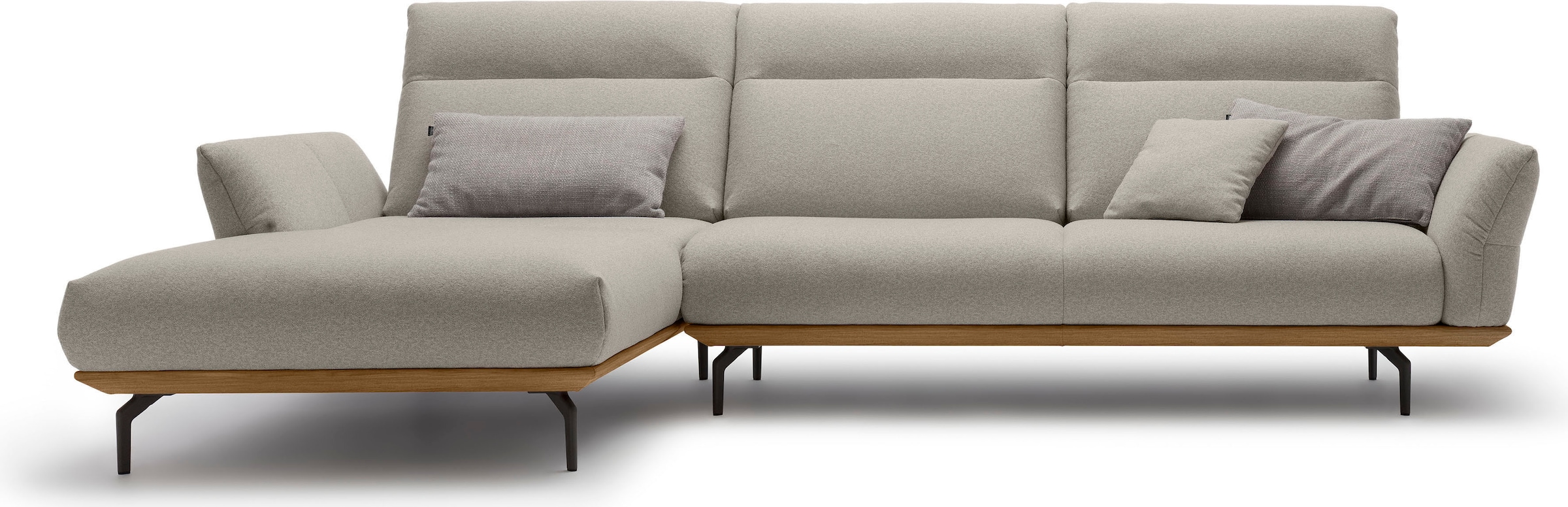 Creation BY ROLF BENZ Canapé d'angle »CR.460 Design-Sofa der Extraklasse, verstellbare Rückenlehne, L-Form« socle en noyer, pieds d'angle en gris ombre, largeur 318 cm