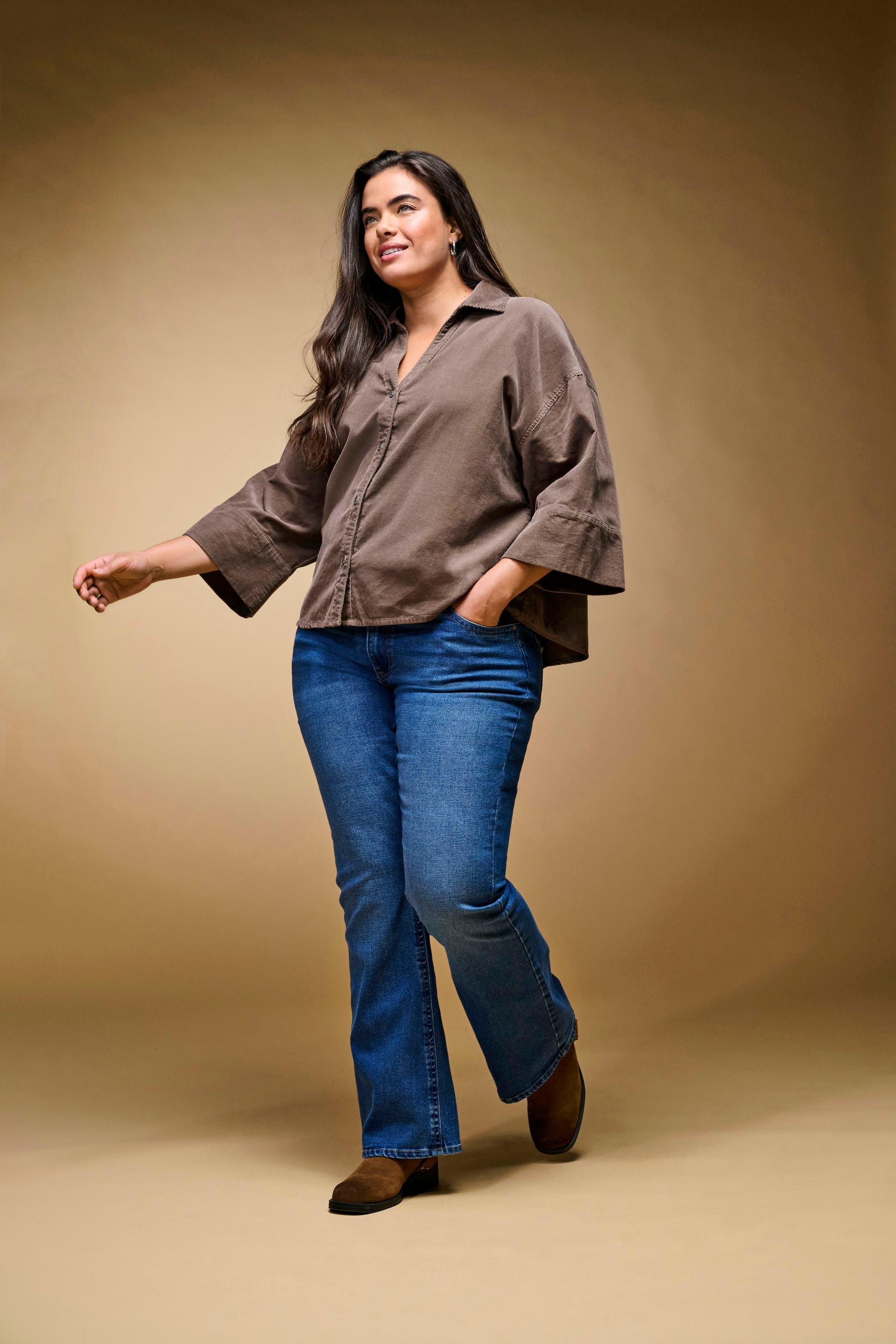 ONLY CARMAKOMA Jeans bootcut »CARPHOEBE REG BACK POC FLA PIM852 NOOS« mélange de coton, taille régulière