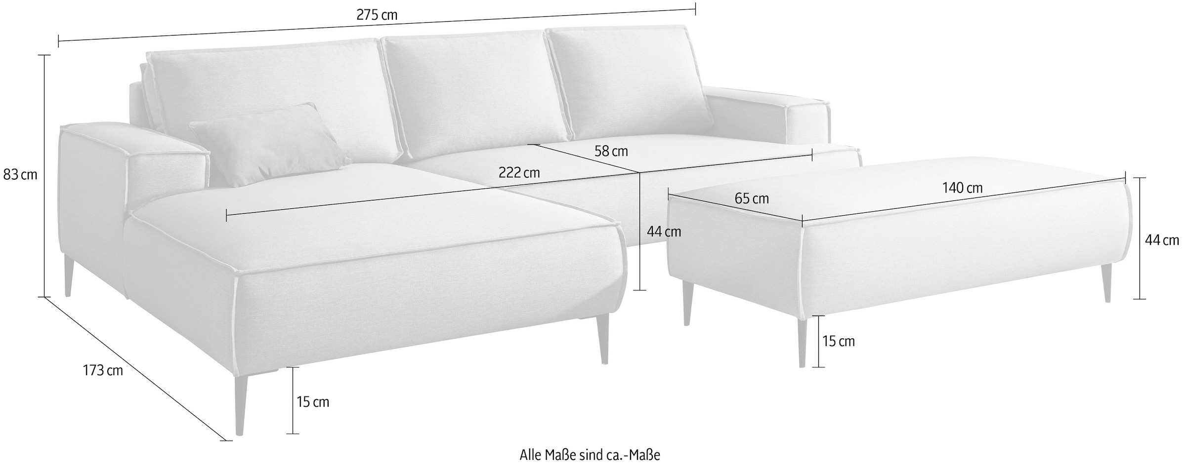 Home affaire Sitzgruppe »TVINNU, Polsterecke L-Form, Schlaffunktion, mit Hocker« Set,  Set, stellbar zum Schlafsofa (Krokodilverbinder)