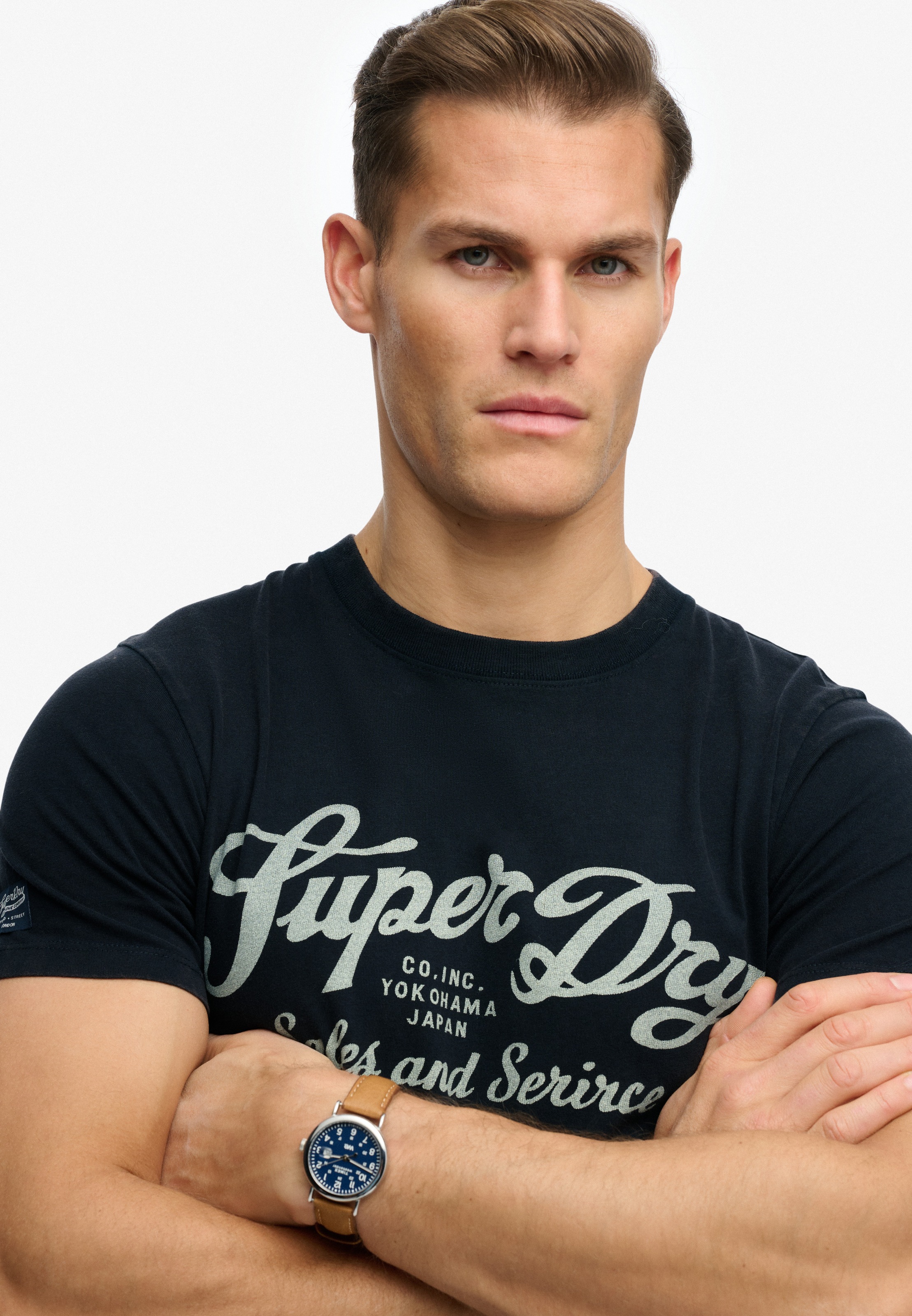 Superdry Shirt à col rond »Industry Worker Relaxed Tee« en coton et jersey simple, Regular Fit, avec imprimé, manches courtes