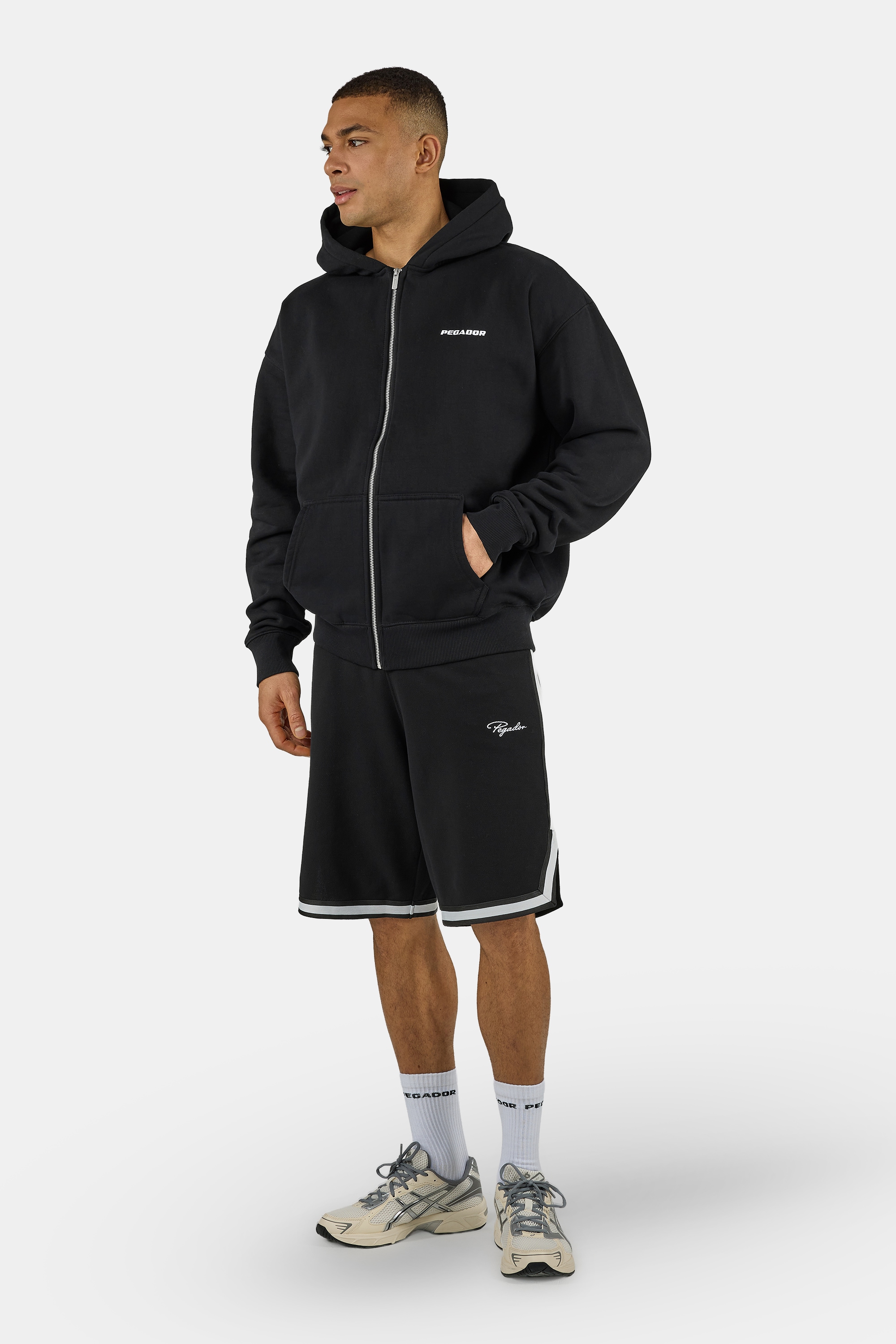 PEGADOR Sweat à capuche »Logo Oversized Sweat Jacket« mélange de coton, oversize