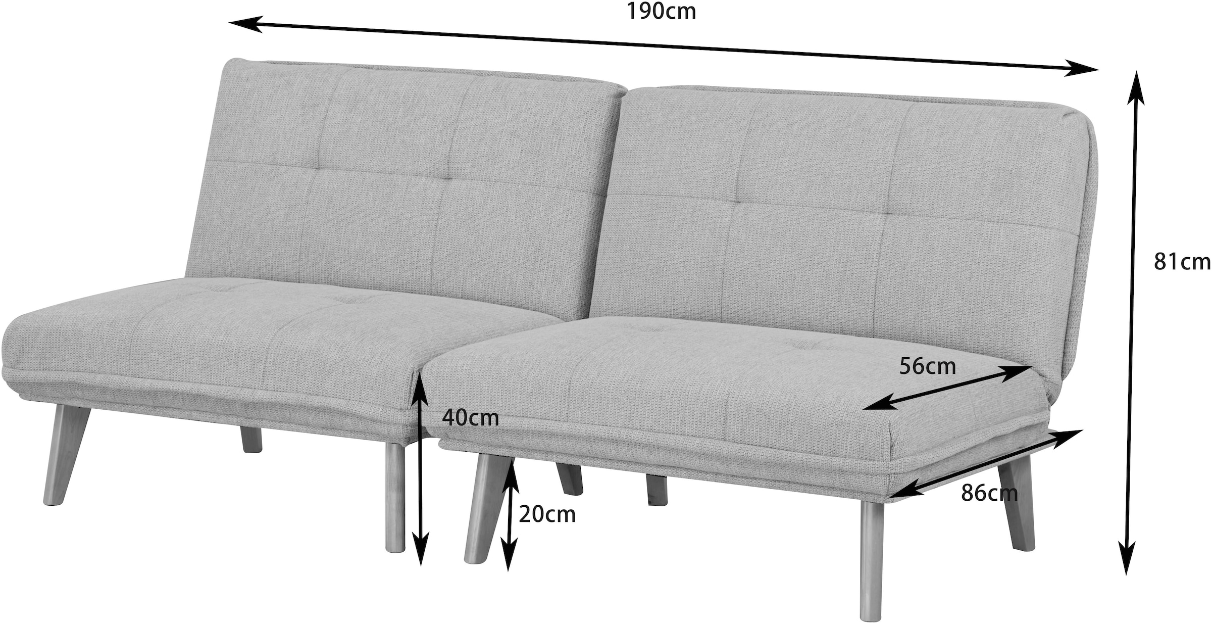 INOSIGN Sessel »DELANEY Schlafsofa, bestehend aus 2 Modulen, mit Schlaffunktion« Bettsofa, Schlafsessel, Klappsofa, erweiterbar, in Webstoff