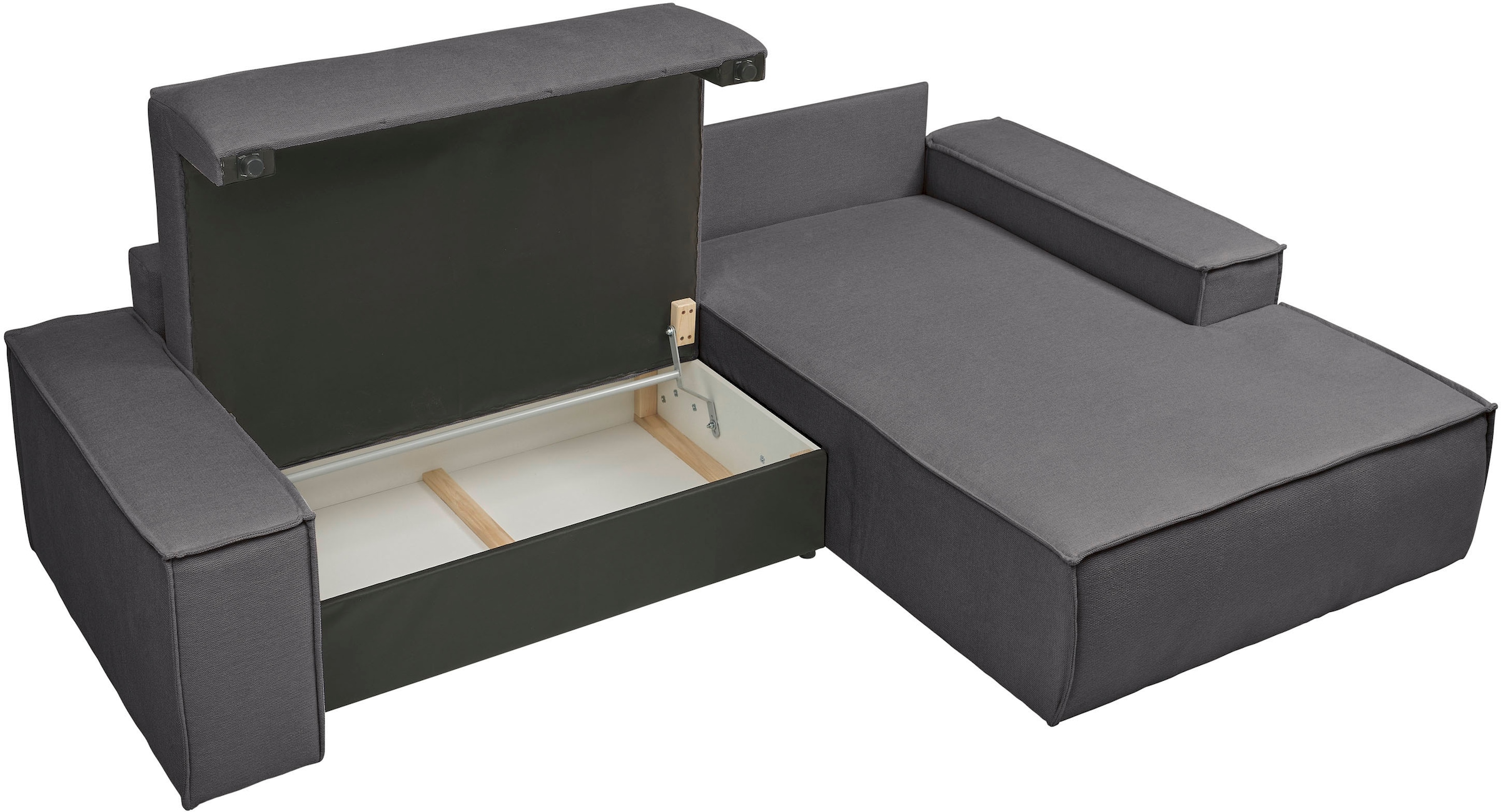 GOODproduct Ecksofa »FINNLEY, L-Form 257 cm, Schlafsofa« mit Bettkasten, in Bouclé, Struktur fein und Mega Cord