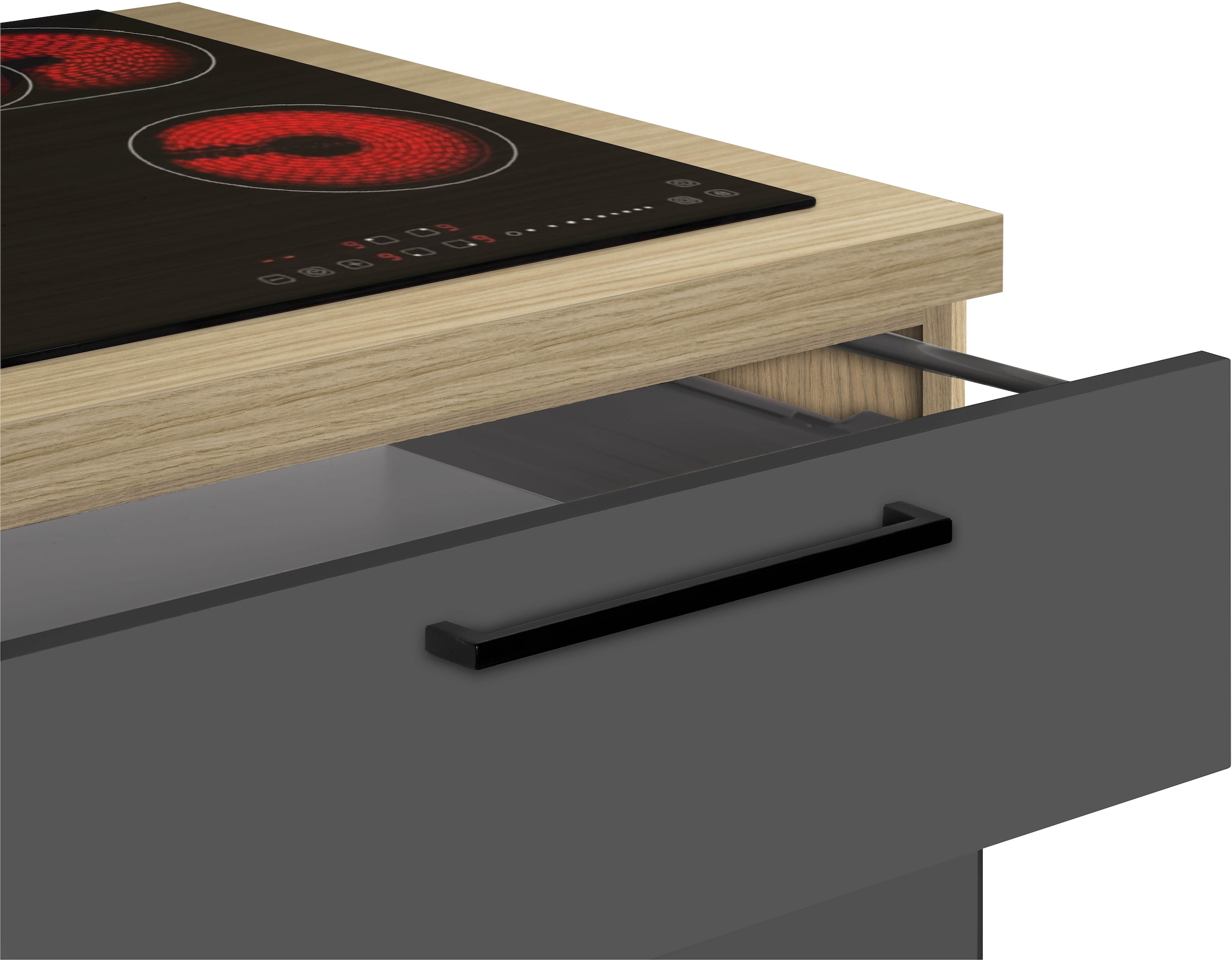 KOCHSTATION Kitchenette »Luna, Küchenzeile mit Spüle + Siphon, ohne E-Geräte« Breite 182 cm,Türen mit Soft-Close Funktion, Metalgriffe,Made in Italy