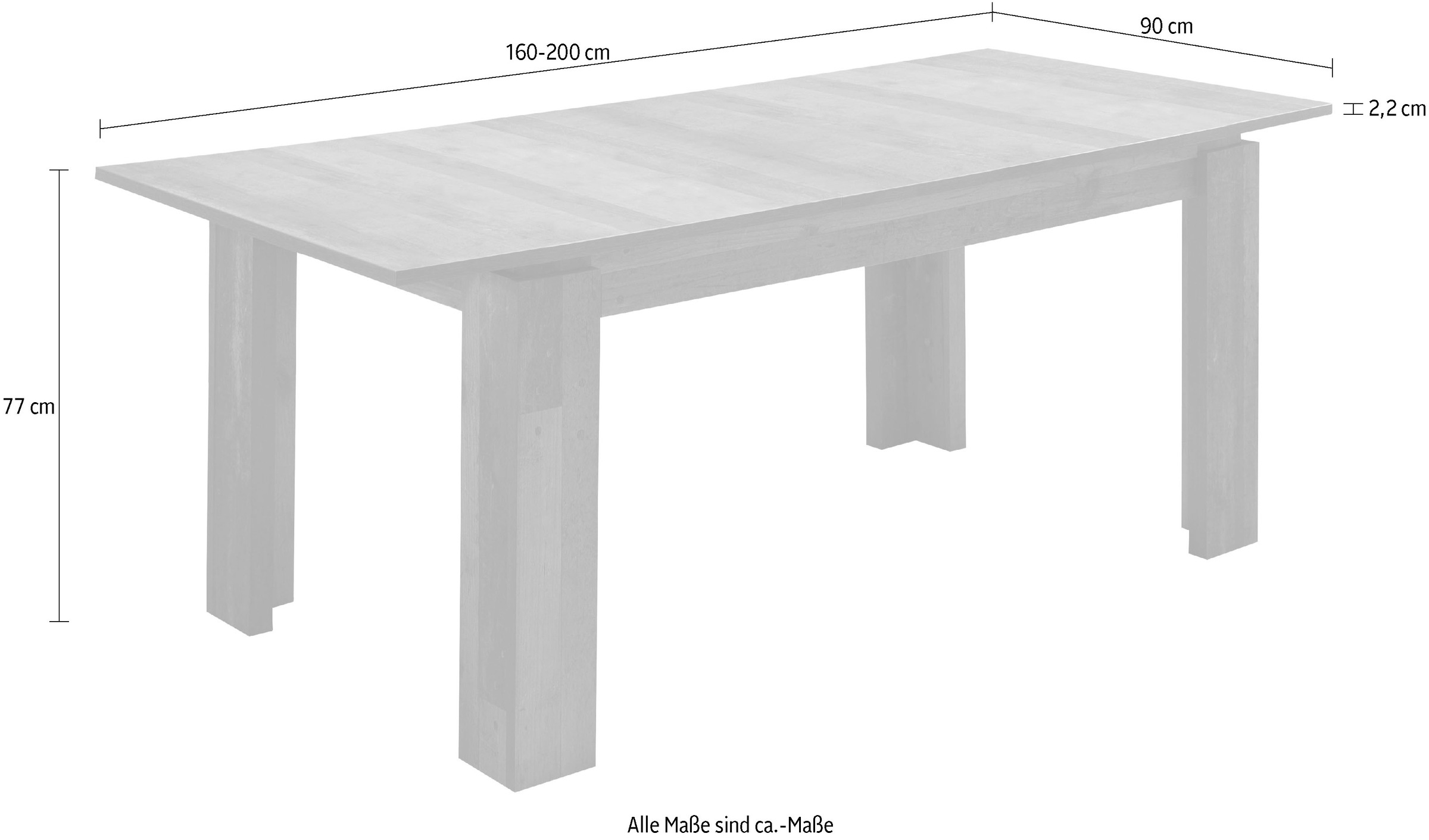 INOSIGN Table de salle à manger »Tanum« Ausziehbarer Esszimmertisch 160-200 cm - Masse (B/T/H) 160/90/77 cm