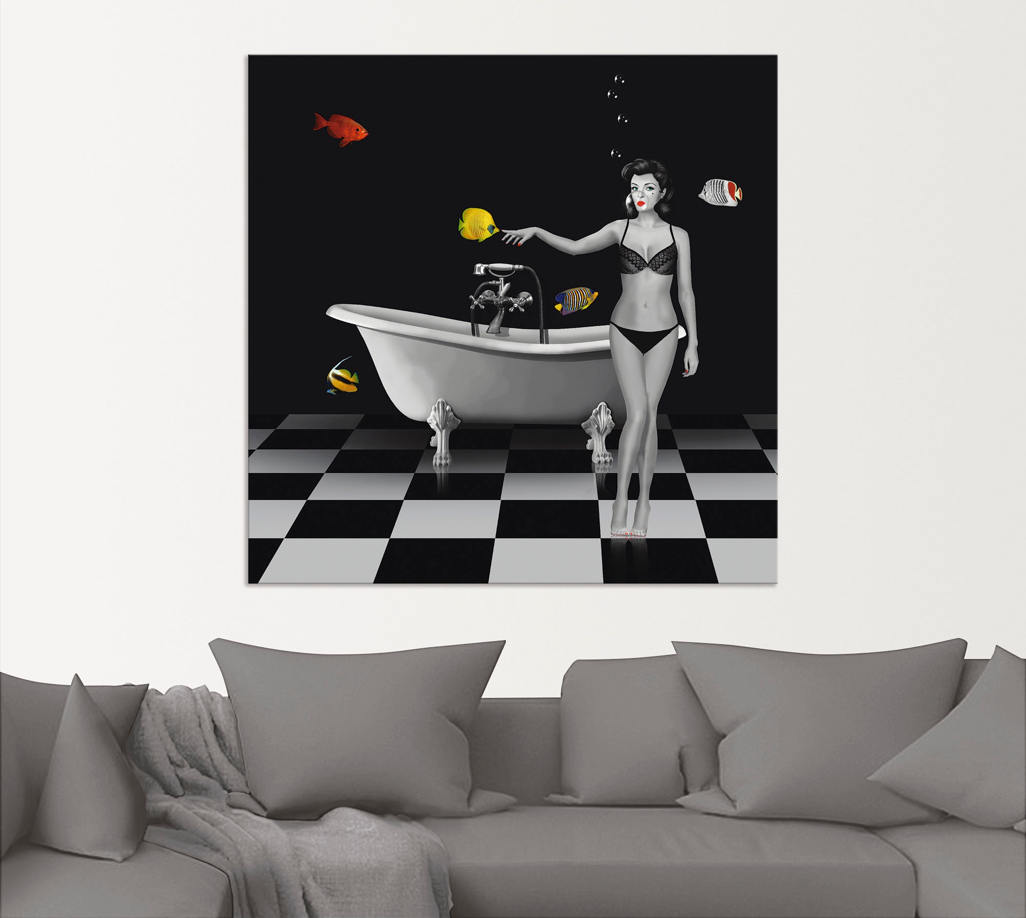 Artland Fresque murale »Ein Badezimmer für Fische« 1 cuis tlg. als Alubild, Leinwandbild in verschied. Grössen