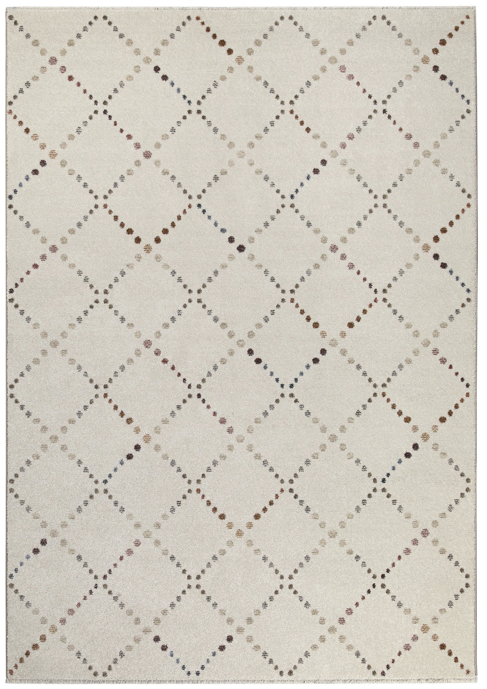 GOODproduct Teppich »Thoren« rechteckig 12 mm Höhe weicher Kurzflor, Rautenmuster mit Fransen, Wohnzimmer, Schlafzimmer