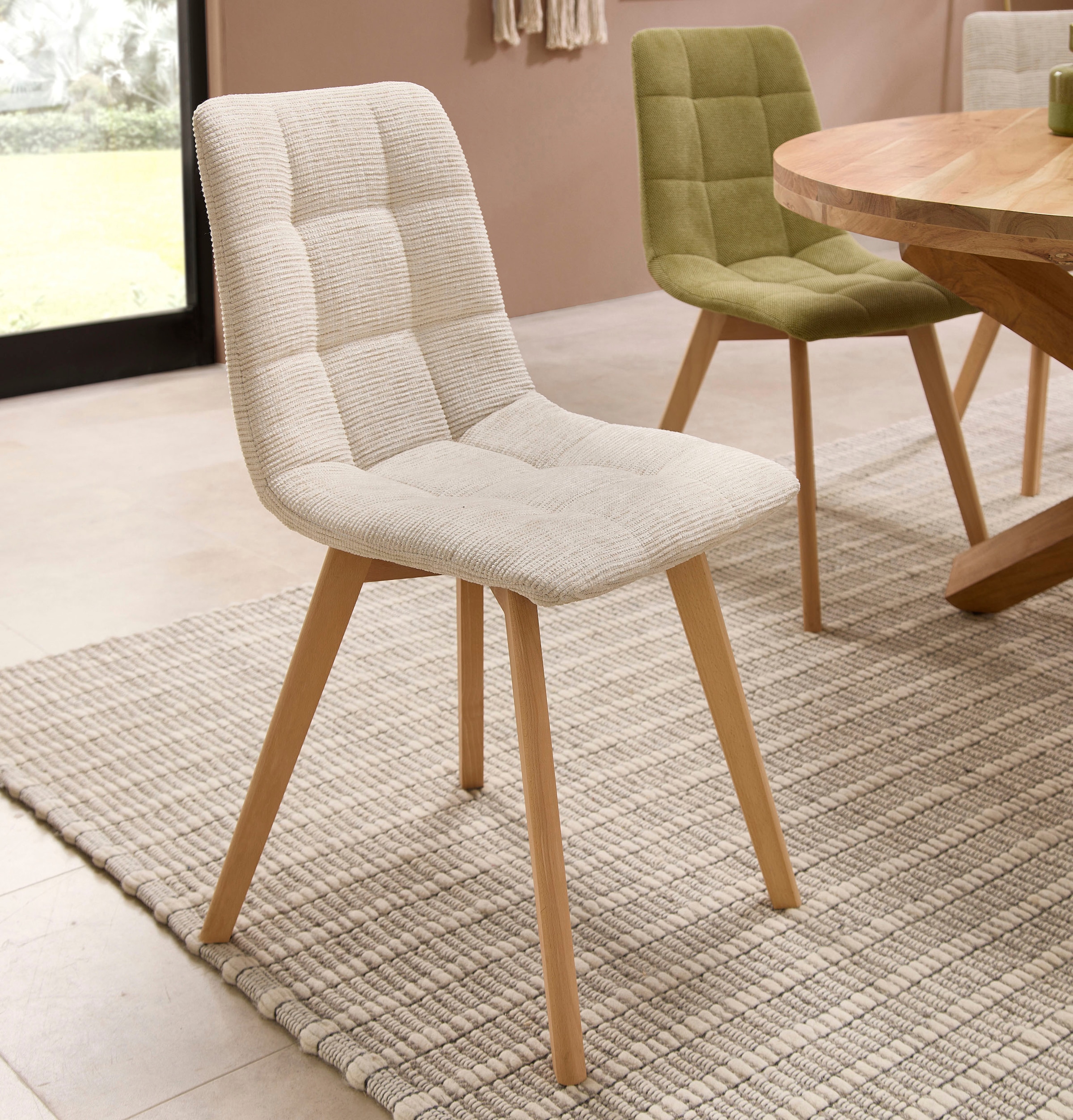 Stolkom Chaise à 4 pieds (Ensemble) 2 cuislargeur 55 cm, piétement 4 pieds en bois massif