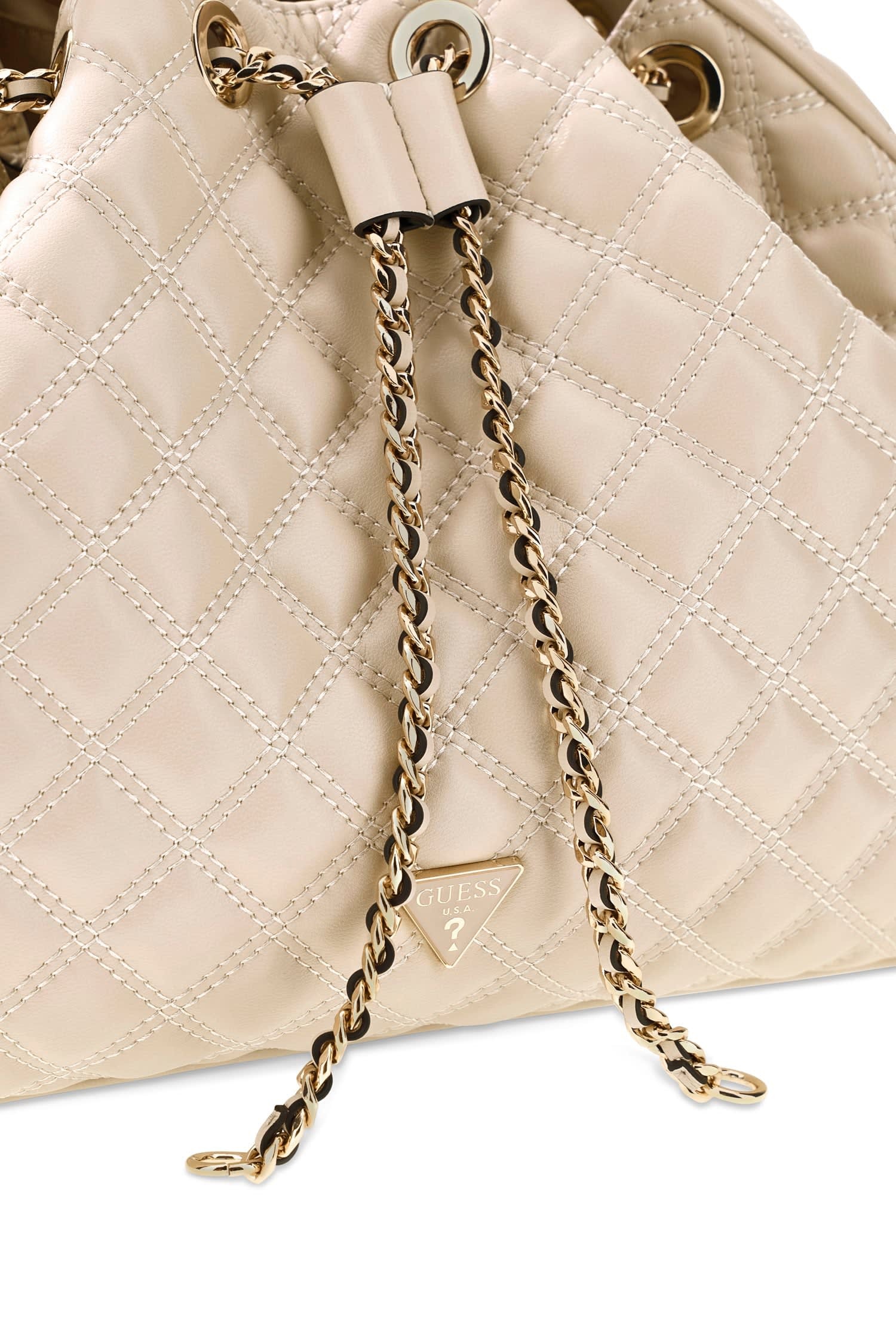 Guess Hobo »JULIET HOBO« Damen Beuteltasche, Henkeltasche mit goldfarbenem Zugband