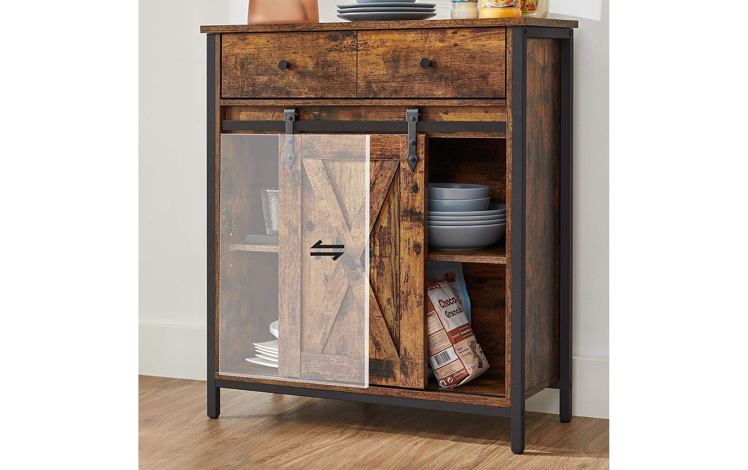 VASAGLE Commode »VASAGLE Kommode mit Schiebetür Industrial 30 x 80 cm, Braun«