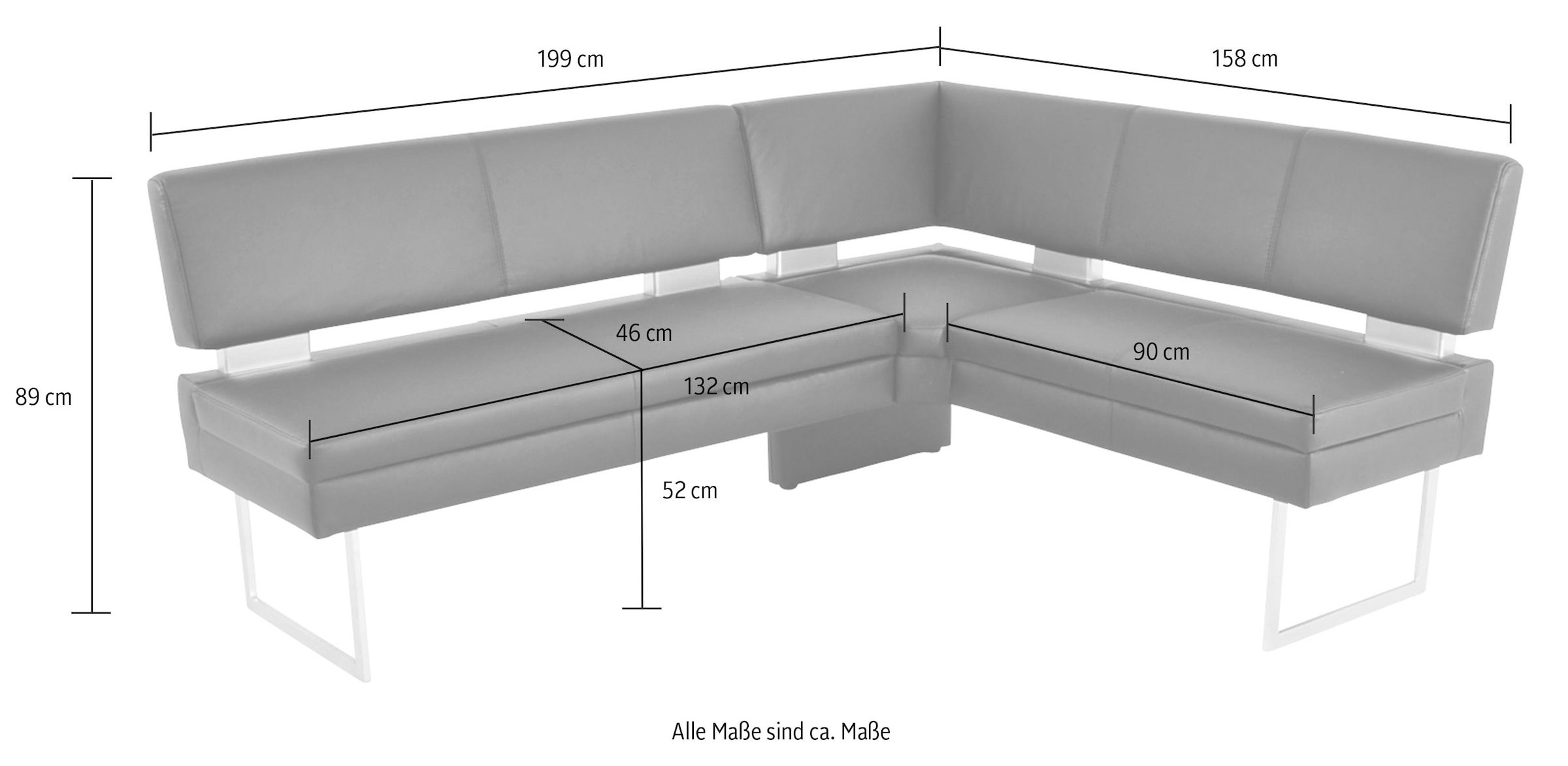 K+W Komfort & Wohnen Ensemble de salle à manger 4 cuis tlg. jambe longue à gauche ou à droite, 2 chaises à bascule, 1 table fonctionnelle