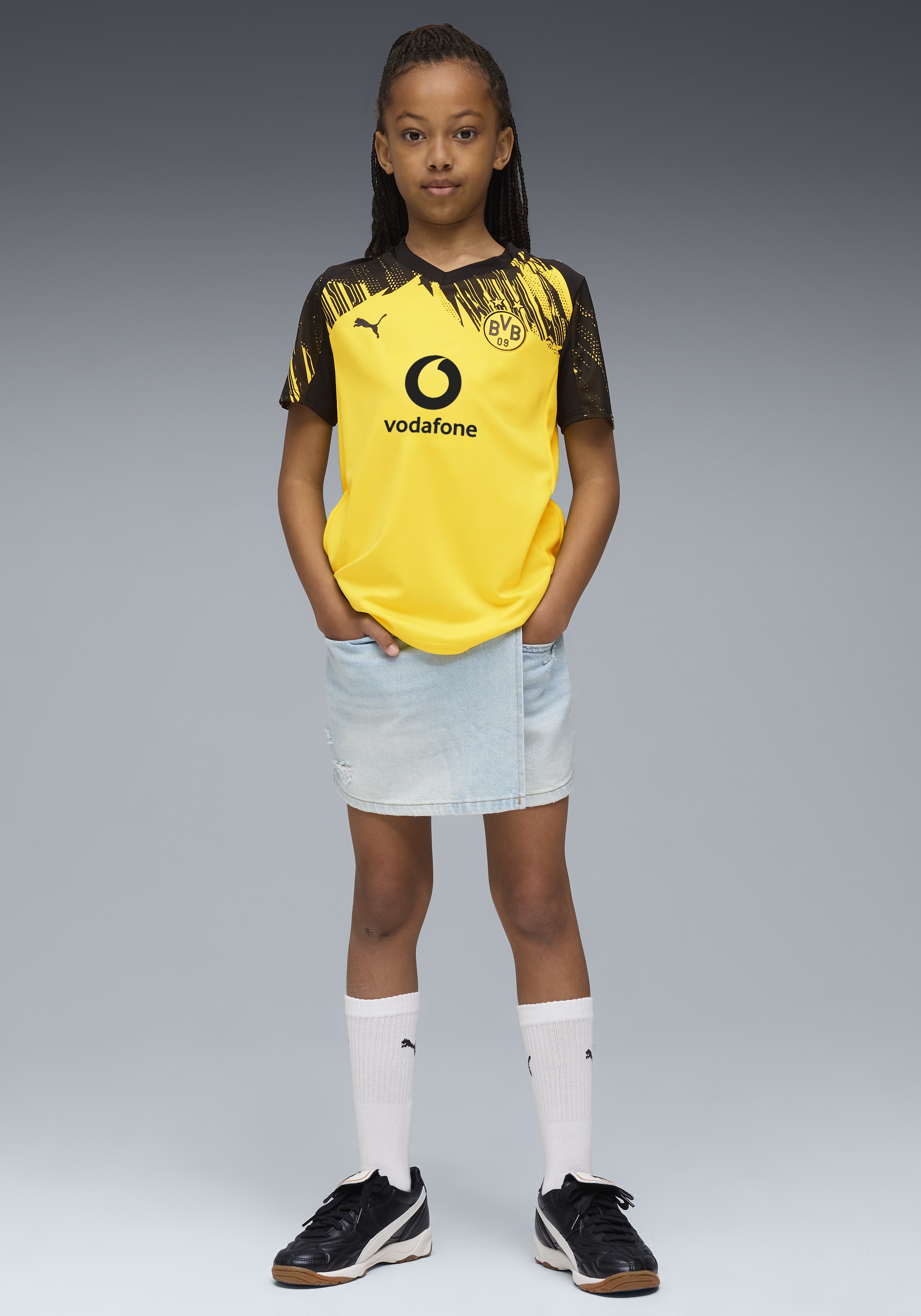 PUMA Fussballtrikot »BVB HOME JERSEY REPLICA JR WITH SPONSOR« Regular Fit, sportlicher Stil, ohne Kapuze, für Jugendliche