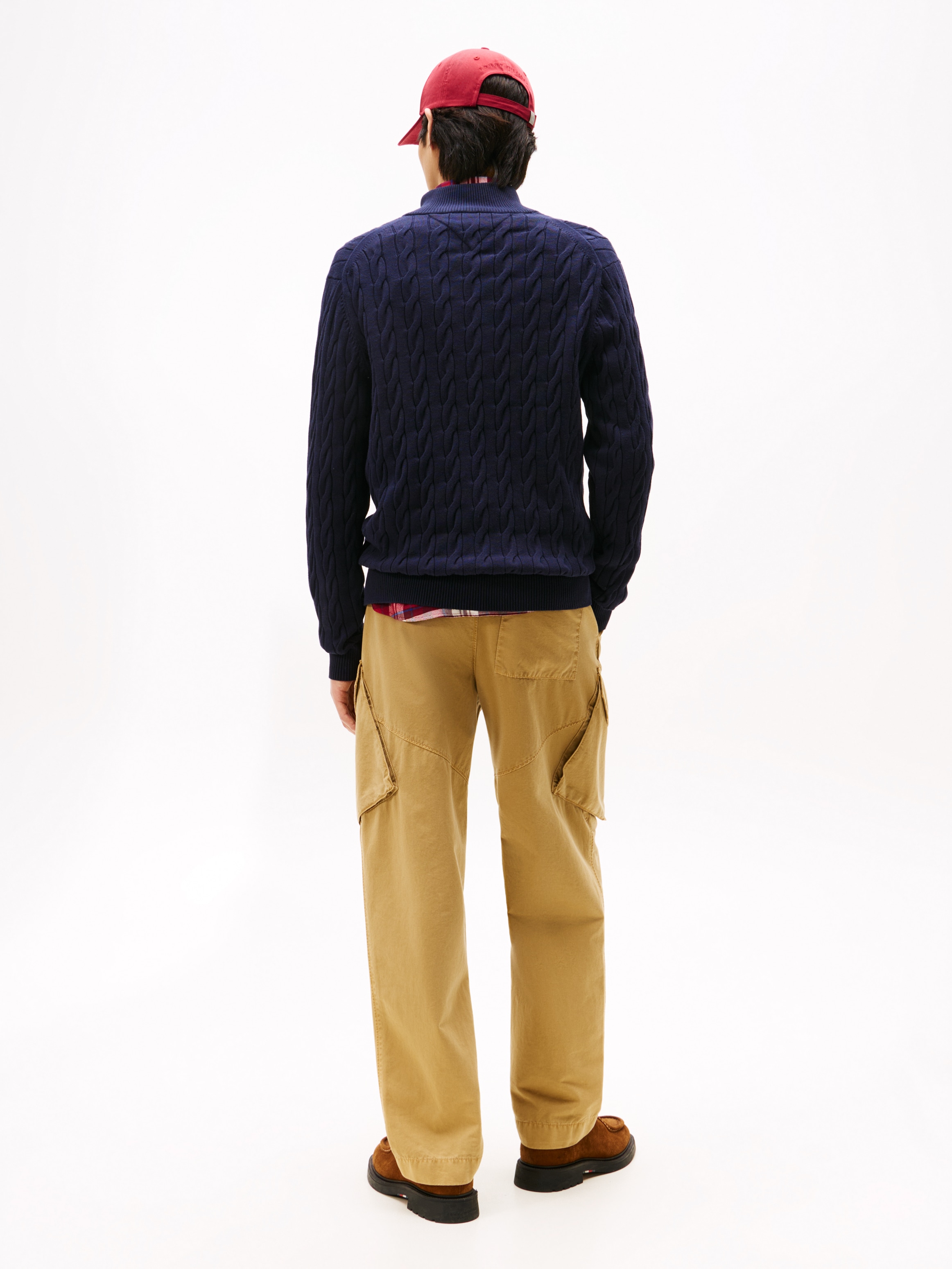 Tommy Hilfiger Veste en tricot »CLASSIC COTTON CABLE ZIP THROUGH« mit Rippstrickstehkragen, mit Zopfstrickmuster