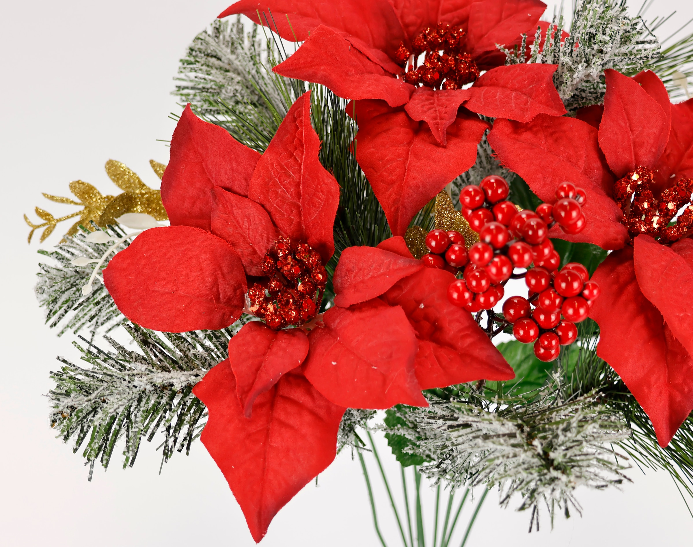 I.GE.A. Kunstblumenstrauss »Bouquet Poinsettia/Beeren/Tannenzweige« 2er Set Weihnachtsblumen Weihnachtsdeko Adventsdeko Christstern Deko