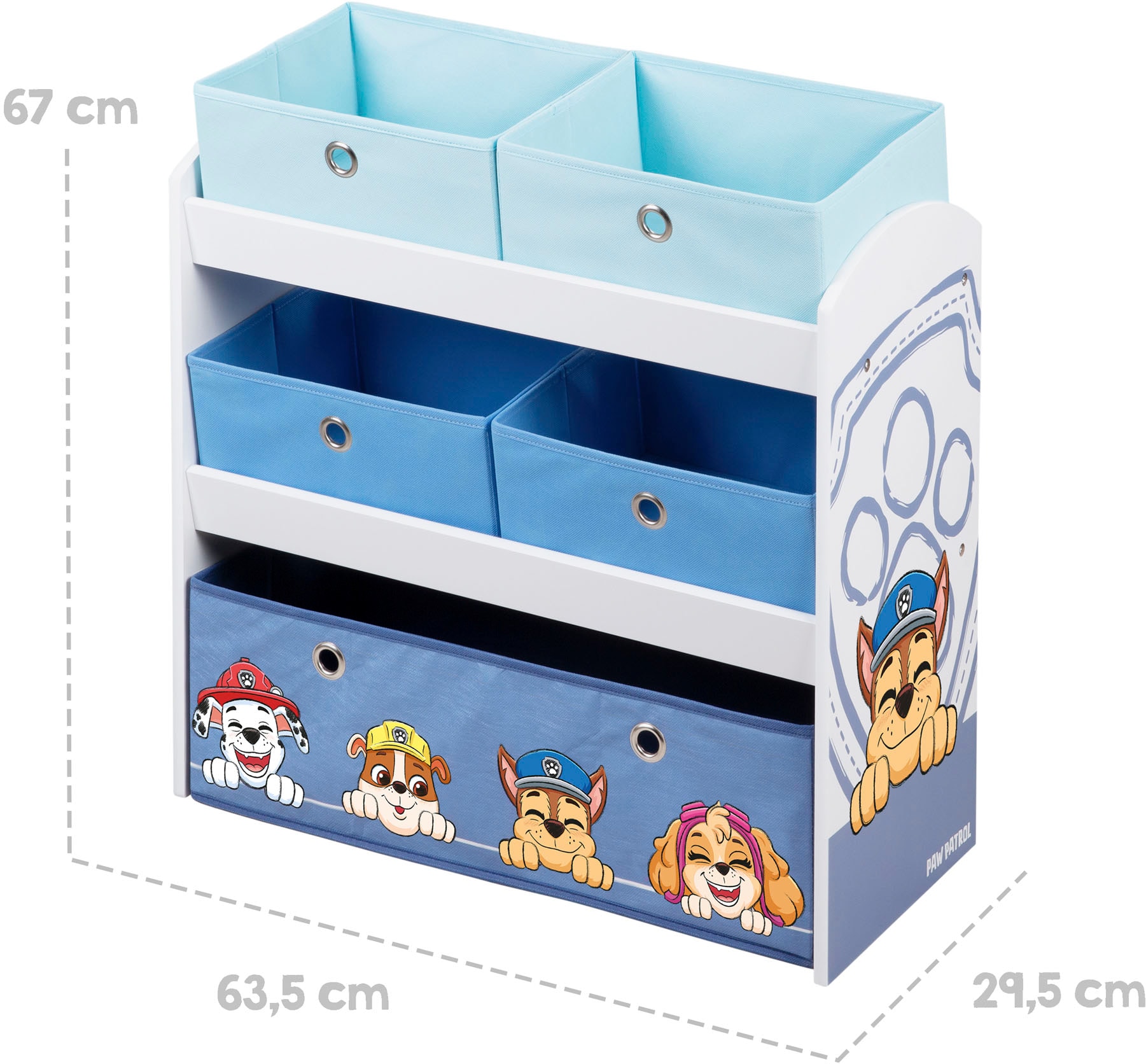 roba® Kinderregal »PAW Patrol, weiss« inklusive 5 Stoffboxen in 2 Grössen