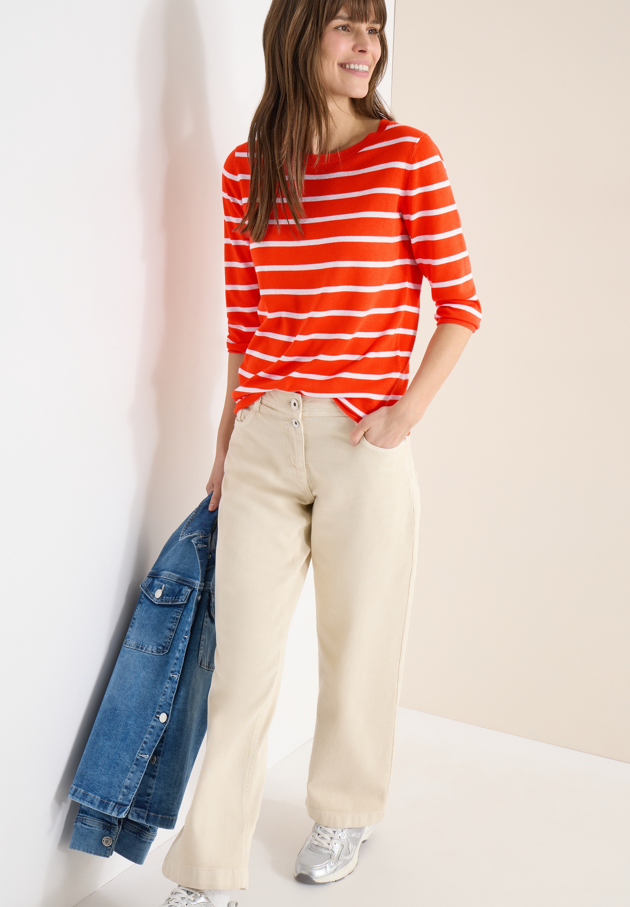 Cecil Pull en tricot im Streifen-Look, 3/4-Arm