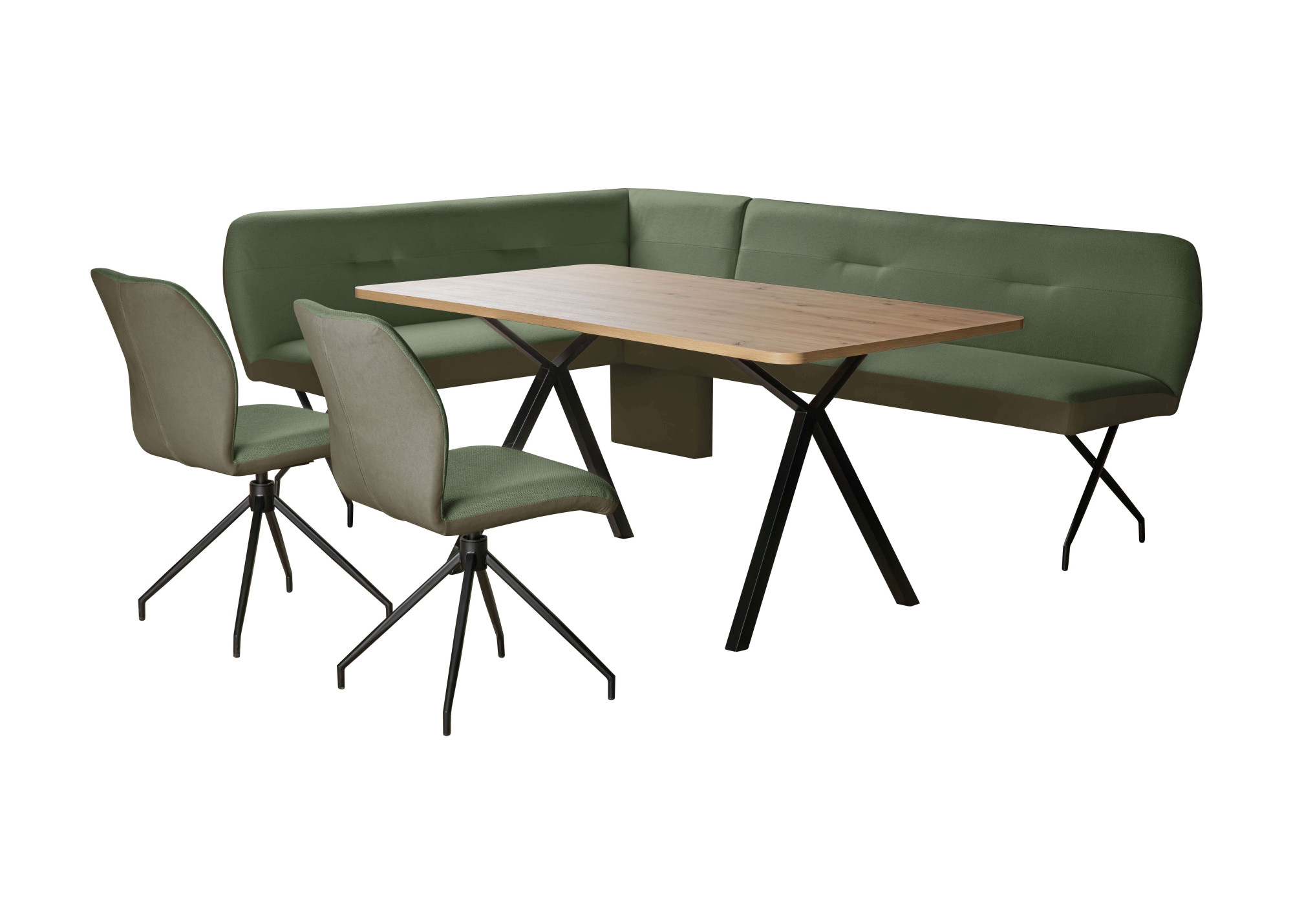 GOODproduct Eckbankgruppe »Bruna Essecke, Sitzgruppe, Eckbankgruppe, Küchenbankgruppe« Set, 4tlg, 4 tlg. tlg. Stuhl: 360° drehbar (Rückst.), 2-Stoff-Design. Wellenfederung Eckbank