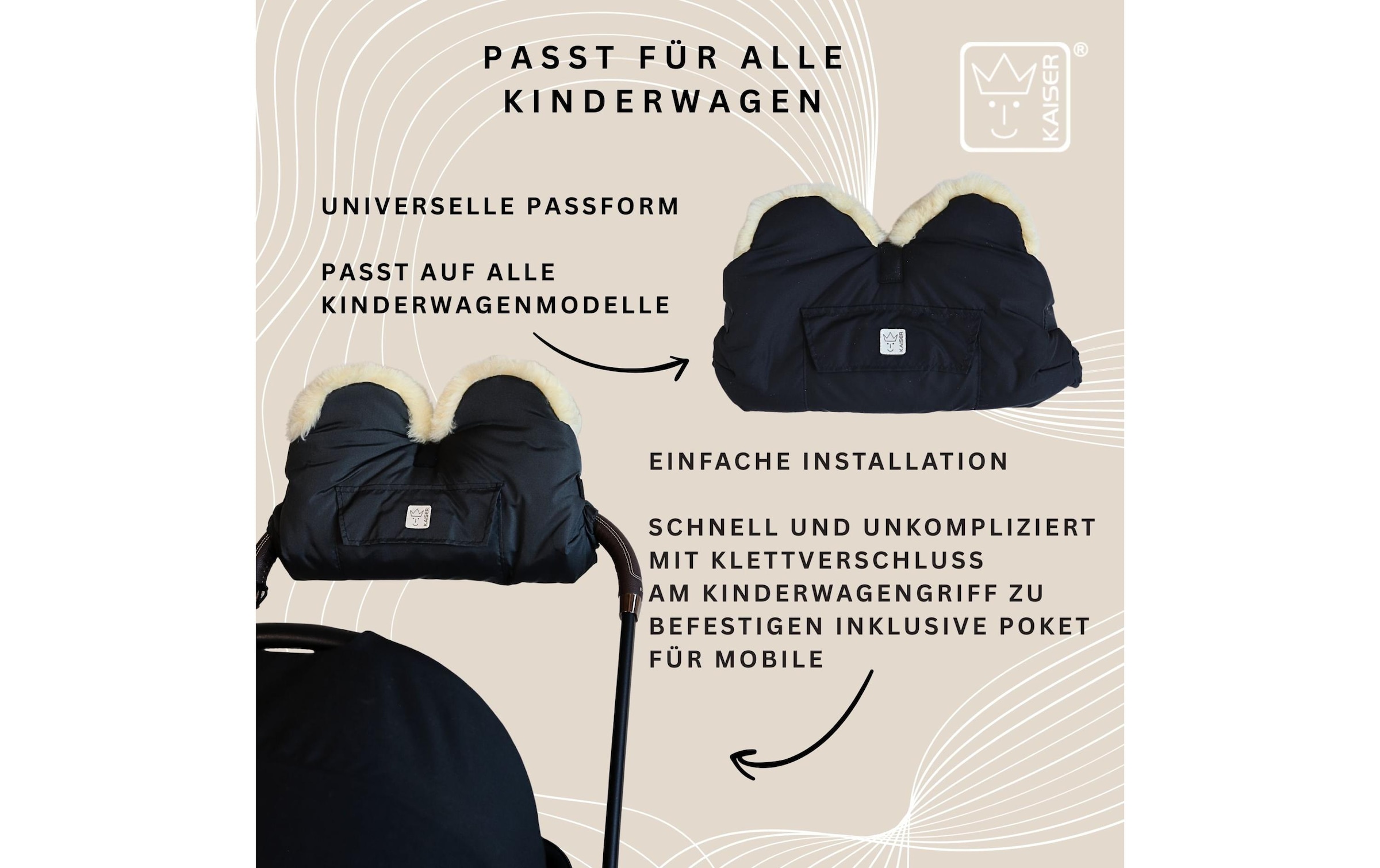 Kaiser Kinderwagen-Handwärmer »Lammfell Big« Handwärmer für den Kinderwagen