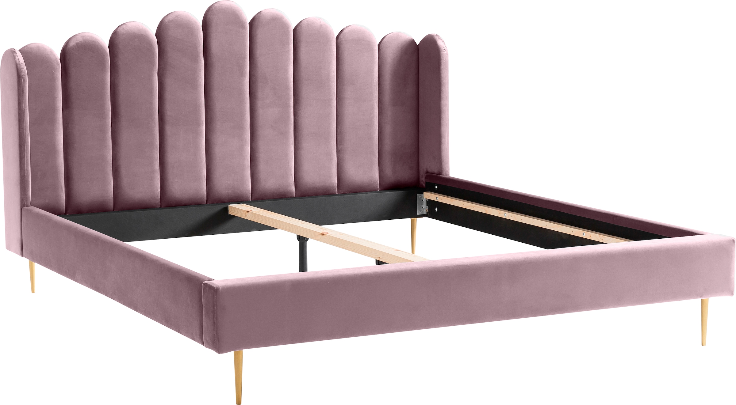 SalesFever Polsterbett »Komfortables Bett für erholsamen Schlaf« Eleganz trifft Komfort: Samt-Bezug, goldfarbene Metallfüsse