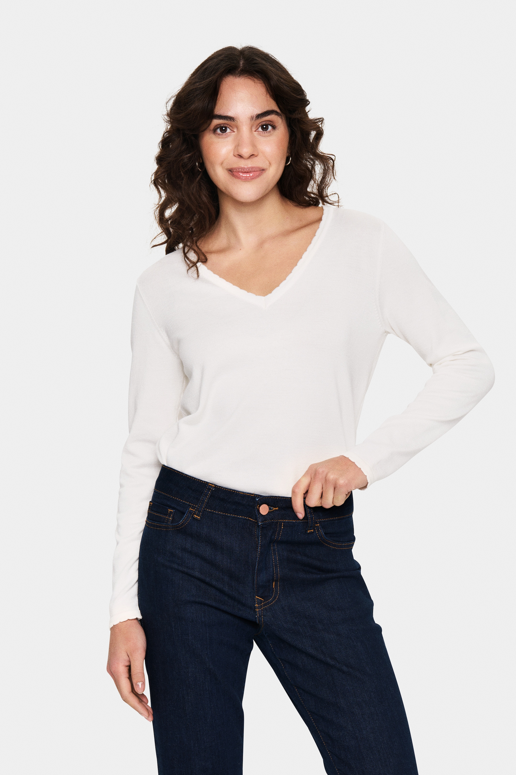 Saint Tropez »MilaSZ LS V-Neck Pullover« Viskosemischung, Regular fit