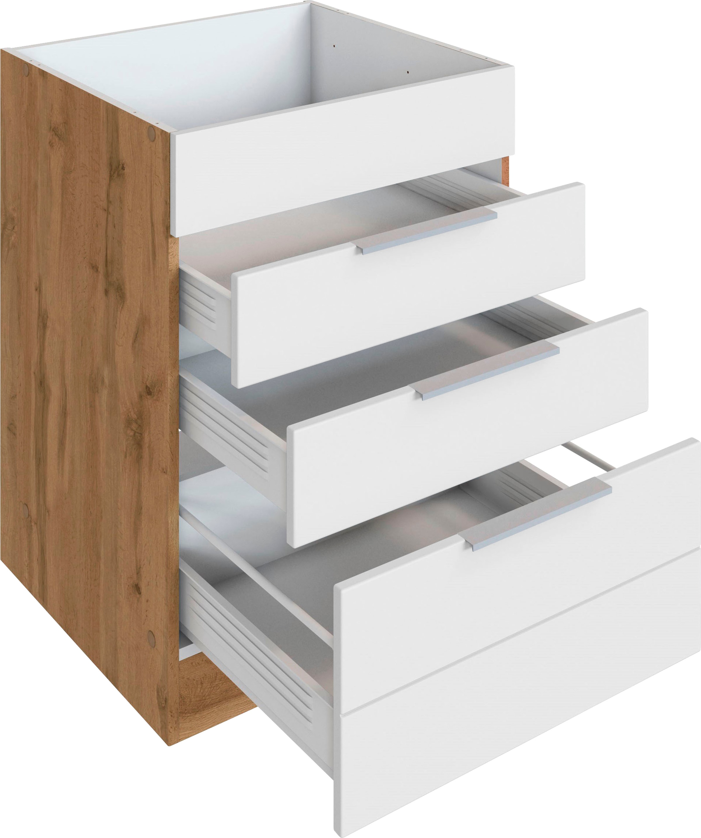 KOCHSTATION Armoire d'encastrement pour table de cuisson »KS-Luhe« 60 cm de large, façades MDF de haute qualité avec liseré horizontal