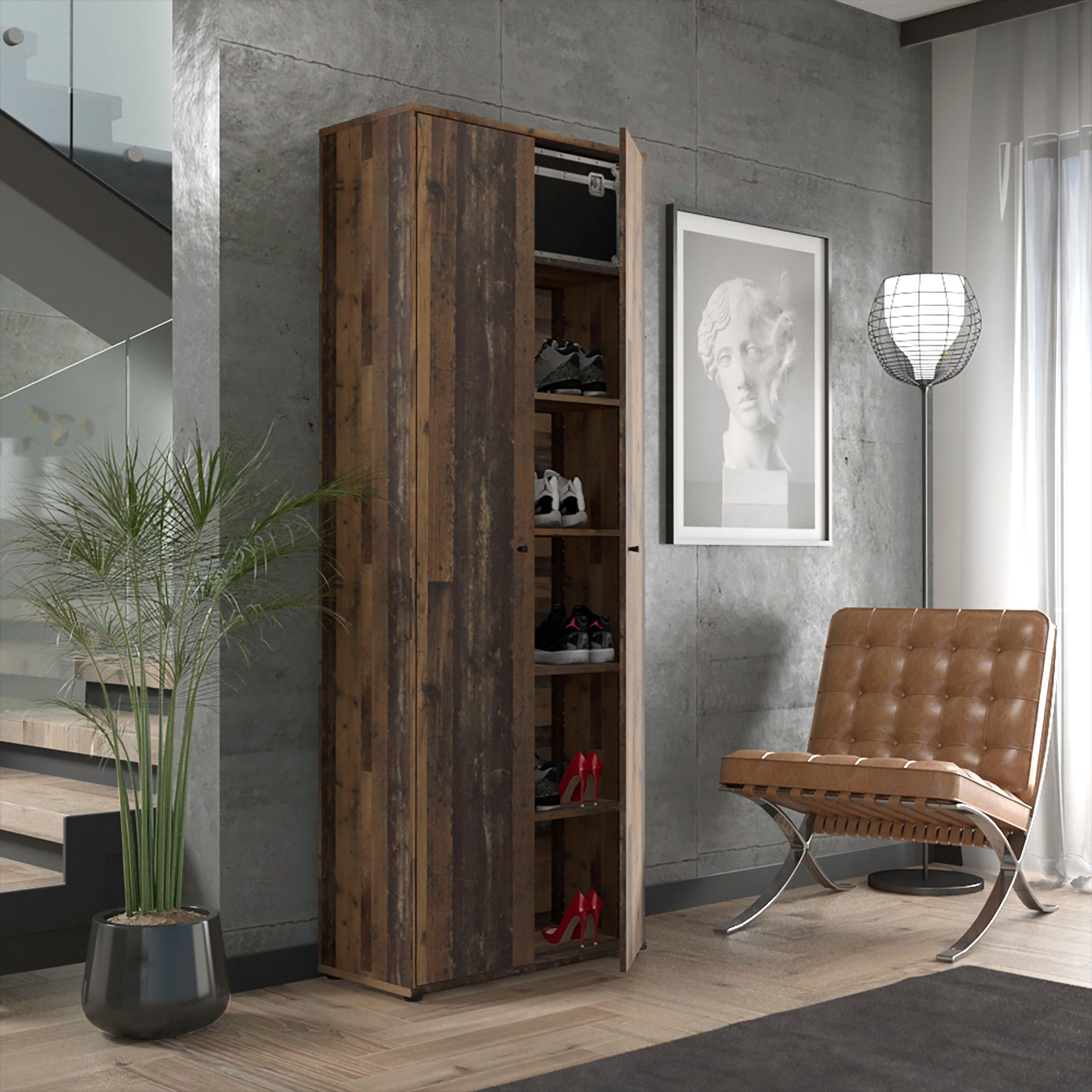 FORTE Armoire à chaussures »Tempra, Mehrzweckschrank, 2 Türen, Einlegeböden, Höhe 197,5 cm« largeur 73,7 cm