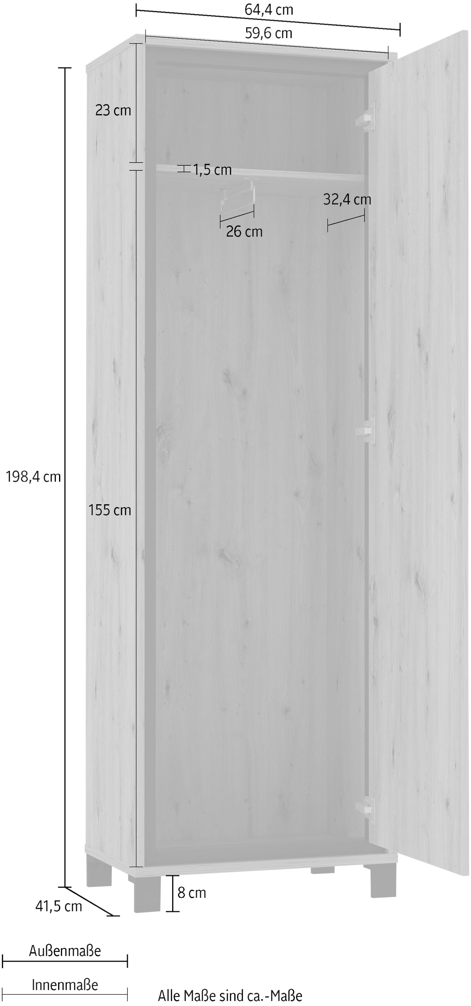 FORTE Armoire vestiaire »Trondheim« Hauteur env. 198,5 cm
