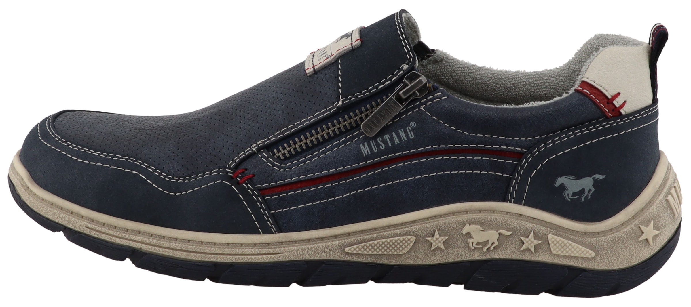 Mustang Shoes Slipper »Benedetto«  chaussure de loisirs, chaussure basse, mocassin avec fermeture éclair latérale