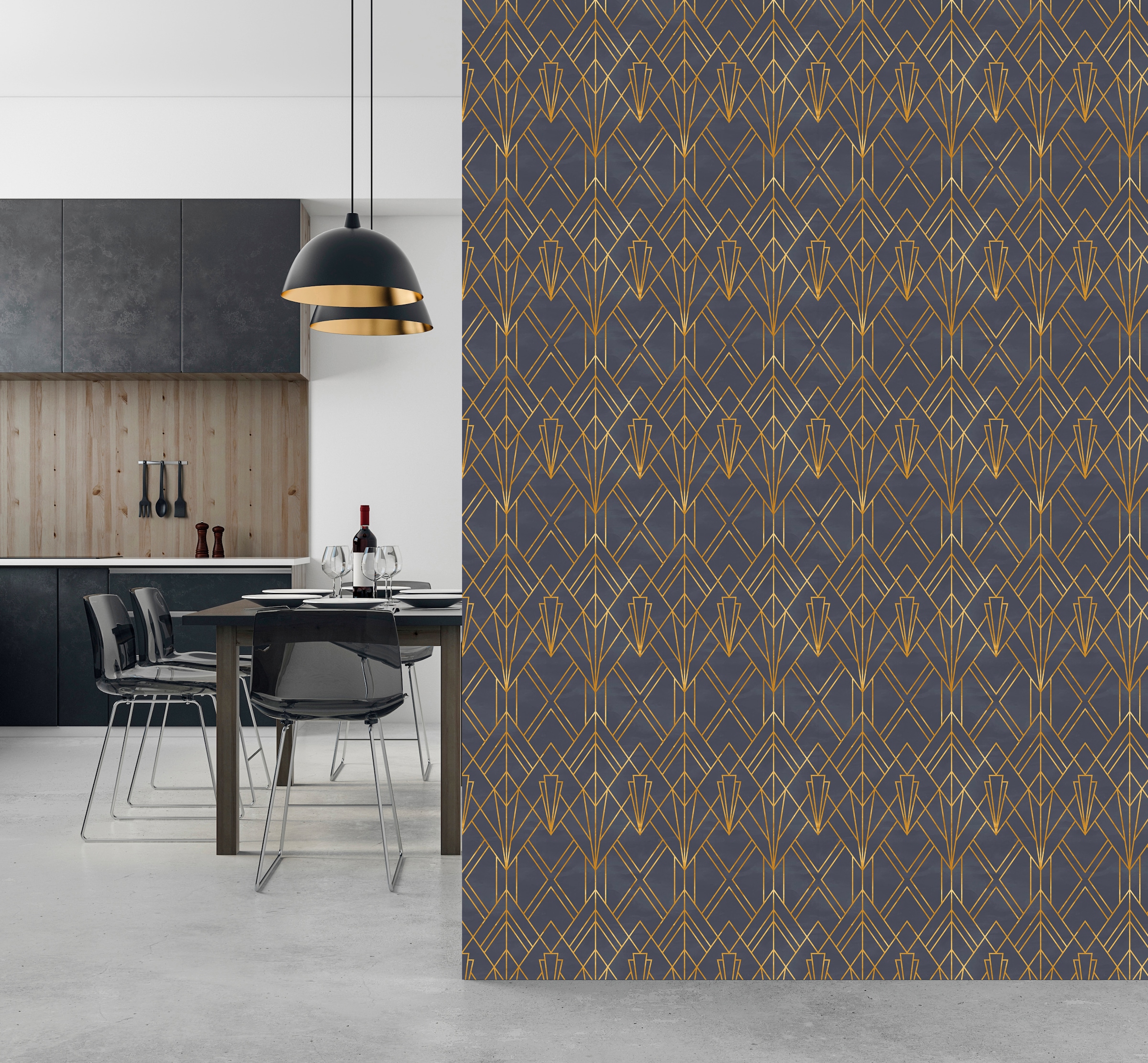 queence Papier peint vinyle »Liyana« Optique 3D | imprimé 90x250cm, selbstklebend, kinderleichte Anbringung, , Sticker