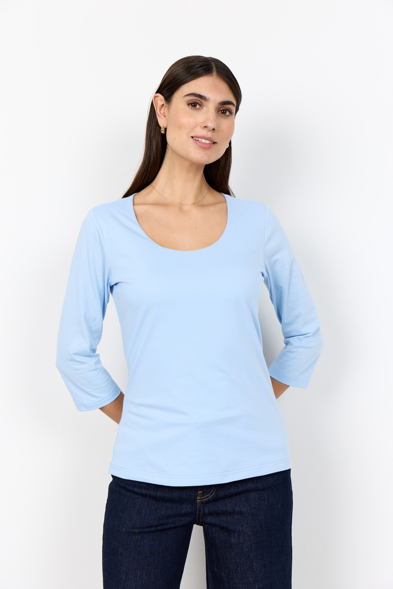 soyaconcept Shirt à col rond »SC-PYLLE 175« aus Baumwollmischung, figurumspielende Passform, 3/4-Ärmel, unifarben