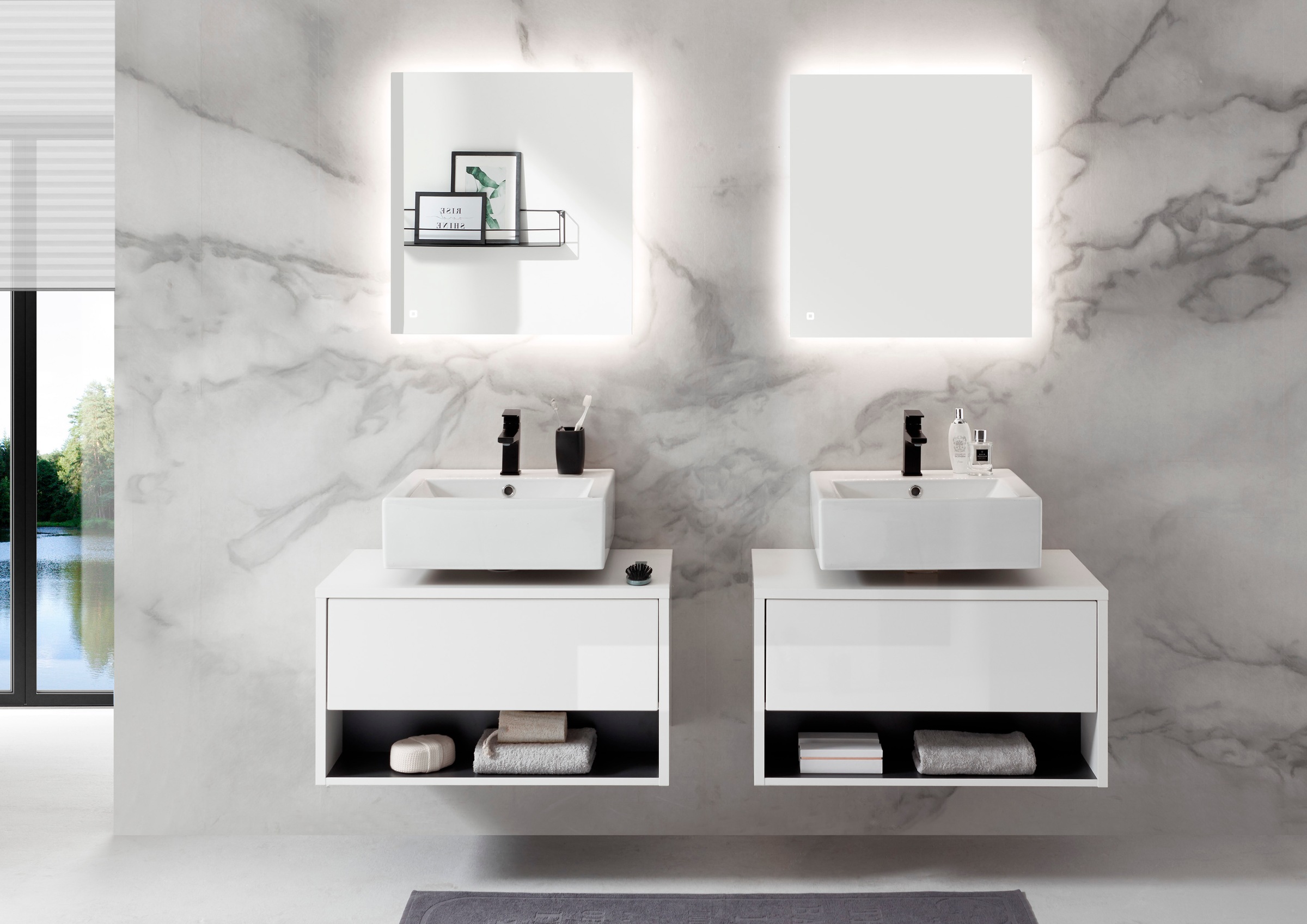 PLACES OF STYLE Badmöbel-Set »Studio Line, Bad im modernen Design, 6-teiliges Badezimmer« 6 Stk. tlg.