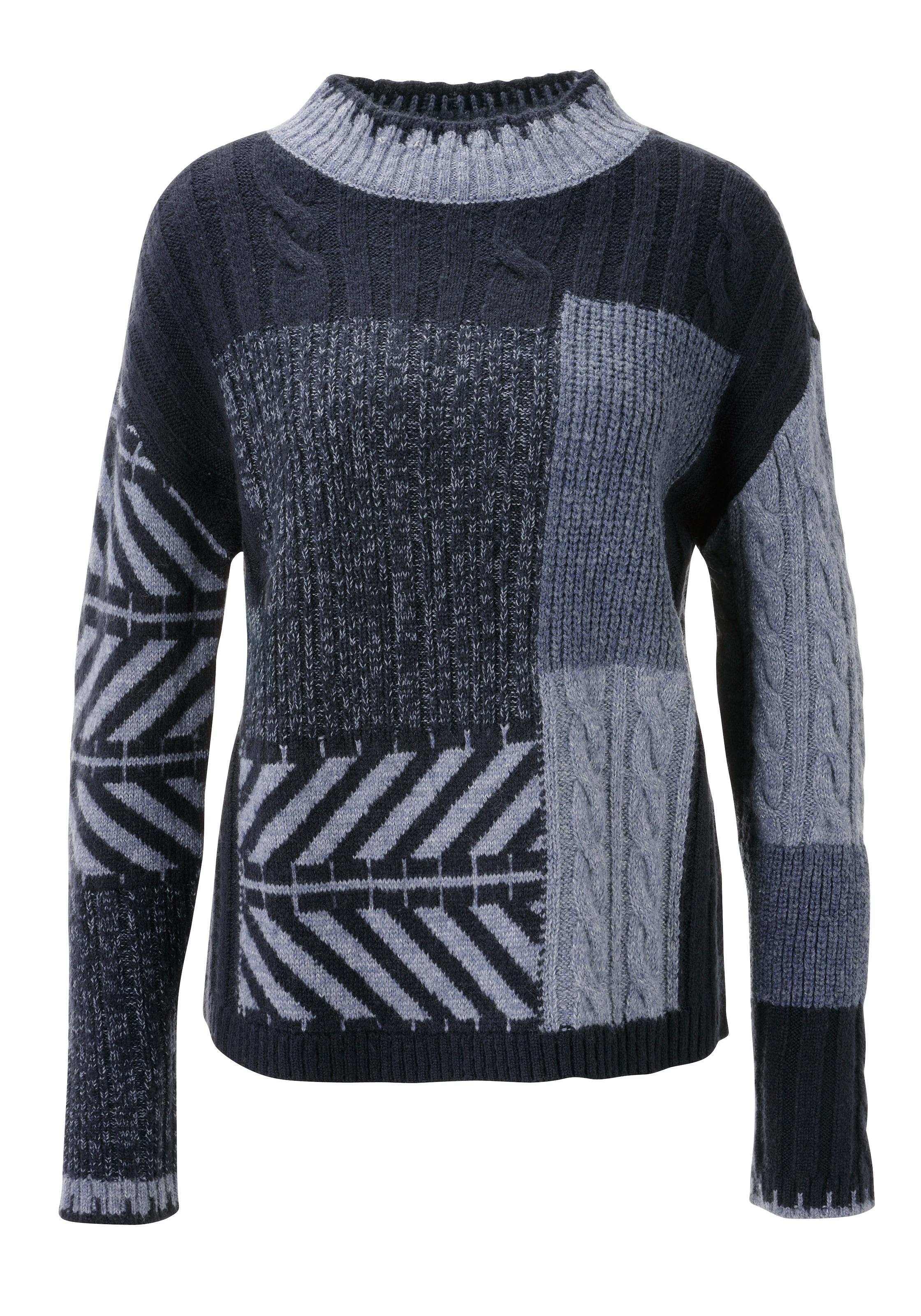 Aniston CASUAL Pull en tricot en motif patch harmonieux en couleurs