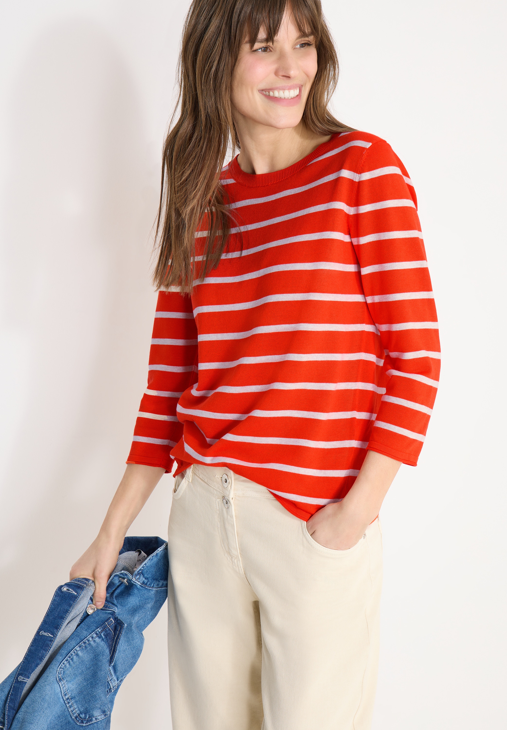 Cecil Pull en tricot im Streifen-Look, 3/4-Arm